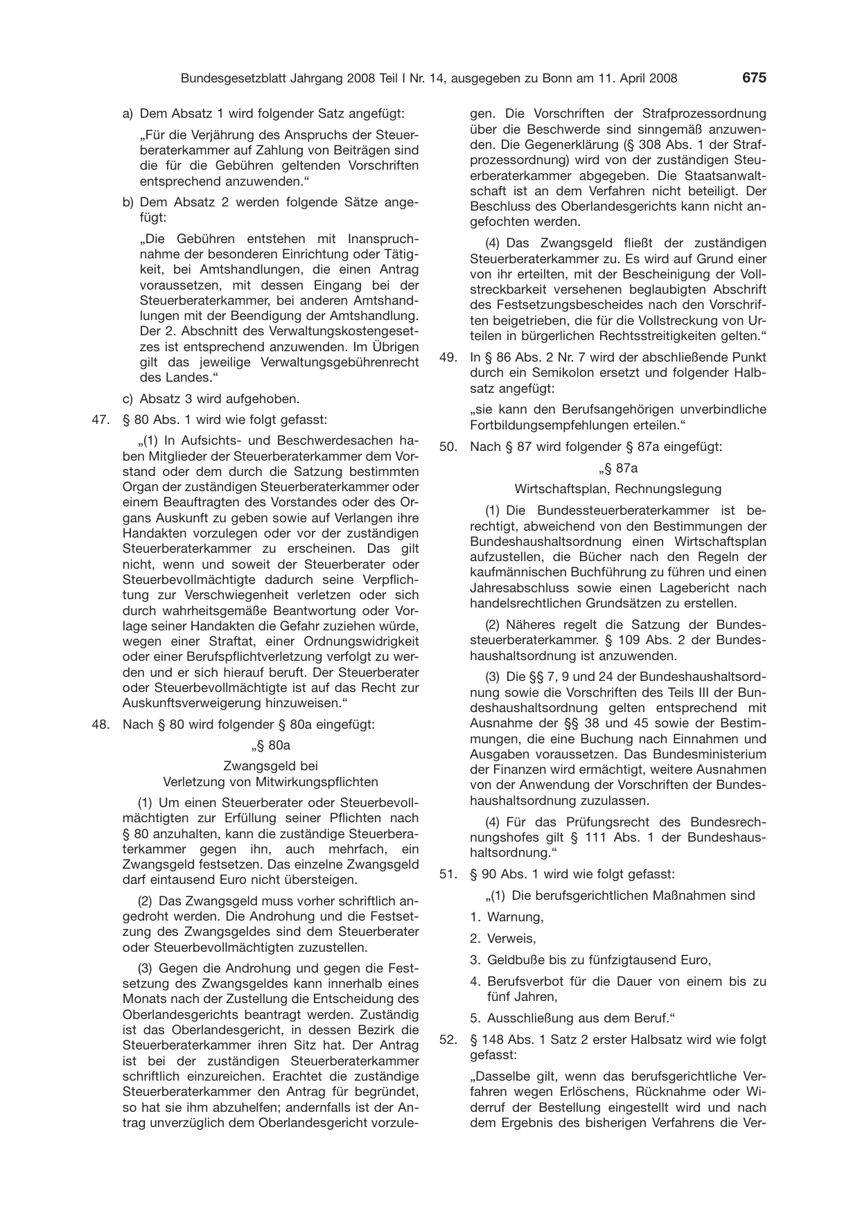 BGBl. 2008, Seite 675 — Originalseite als Abbildung