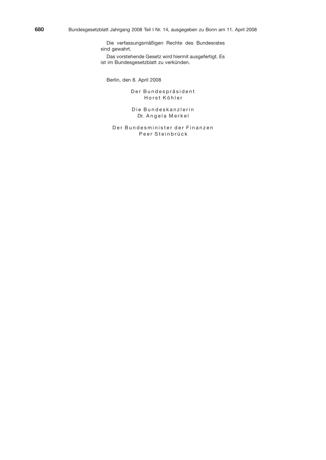 BGBl. 2008, Seite 680 — Originalseite als Abbildung