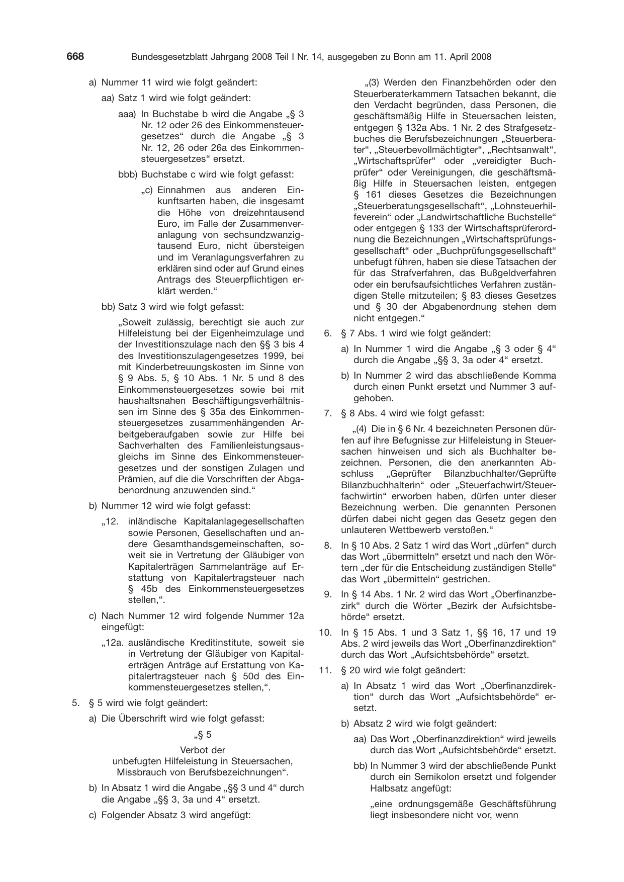 BGBl. 2008, Seite 668 — Originalseite als Abbildung