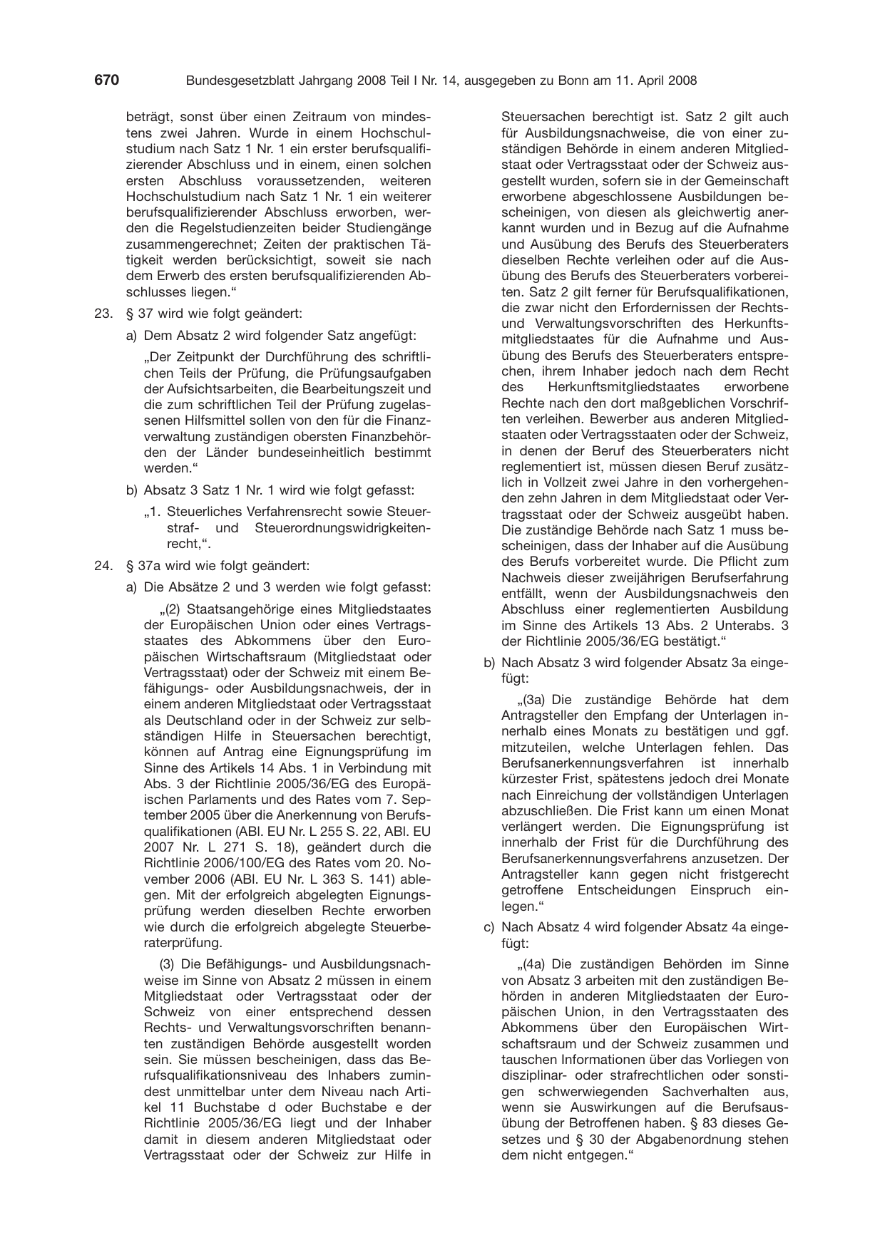 BGBl. 2008, Seite 670 — Originalseite als Abbildung