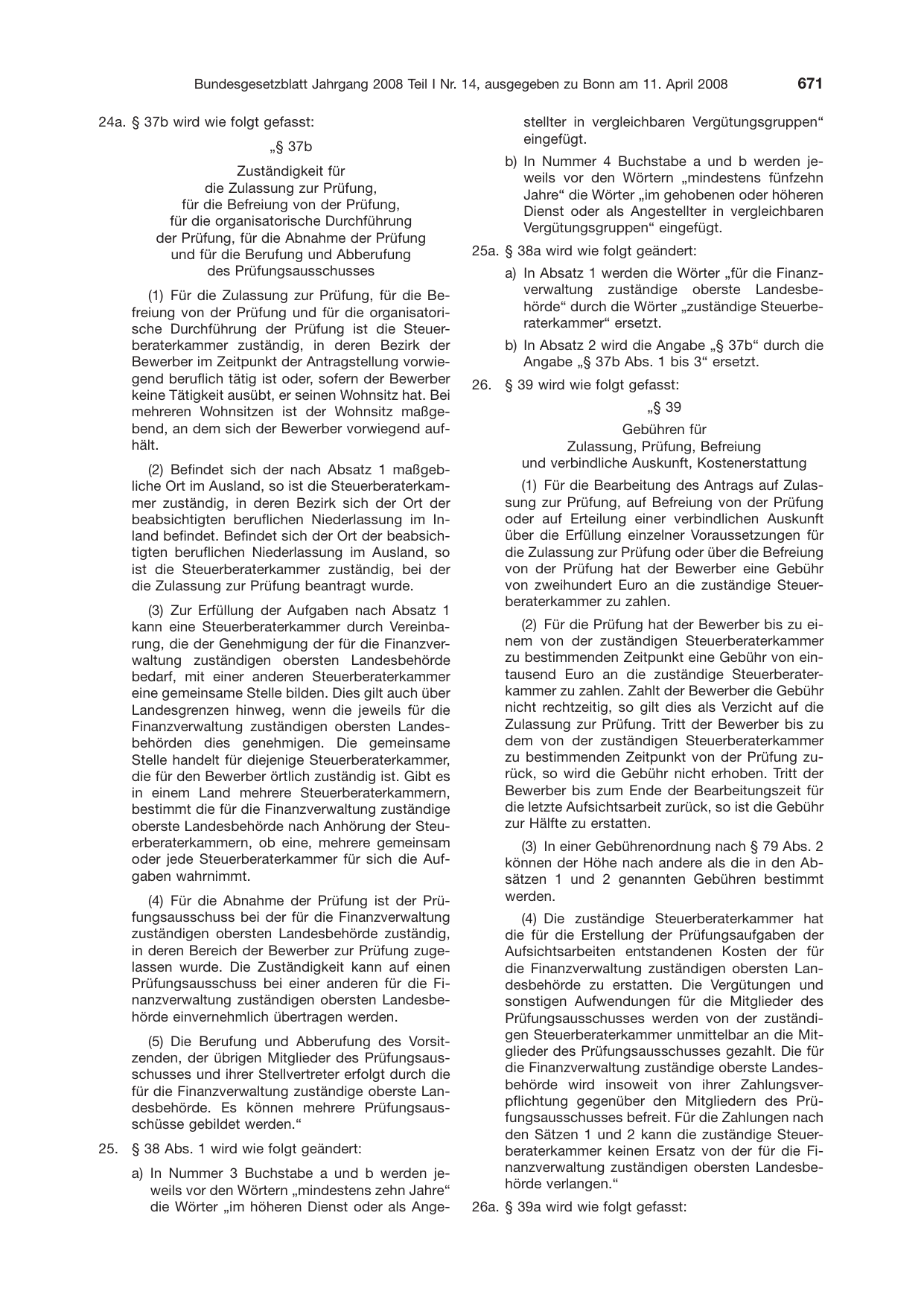 BGBl. 2008, Seite 671 — Originalseite als Abbildung