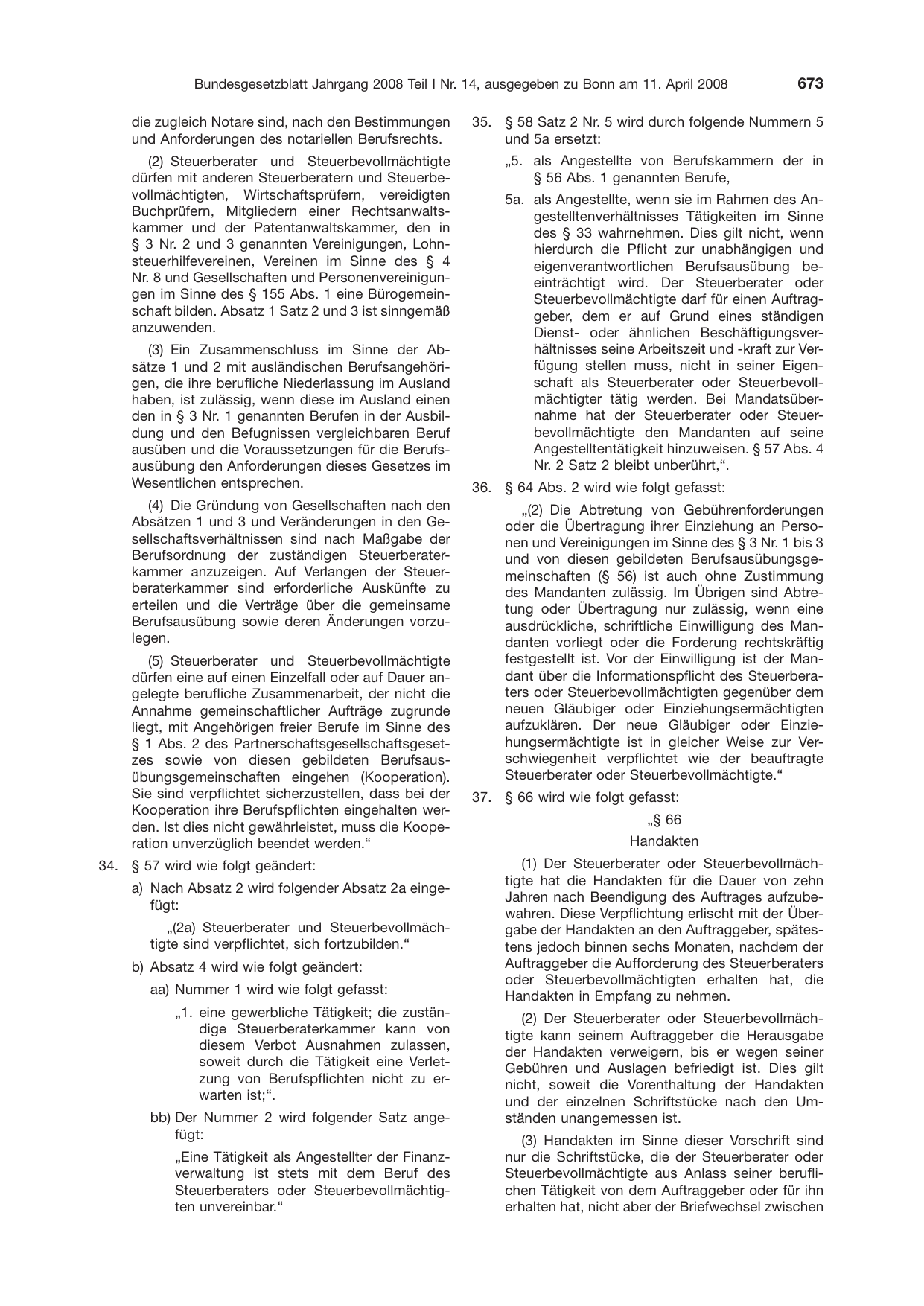 BGBl. 2008, Seite 673 — Originalseite als Abbildung