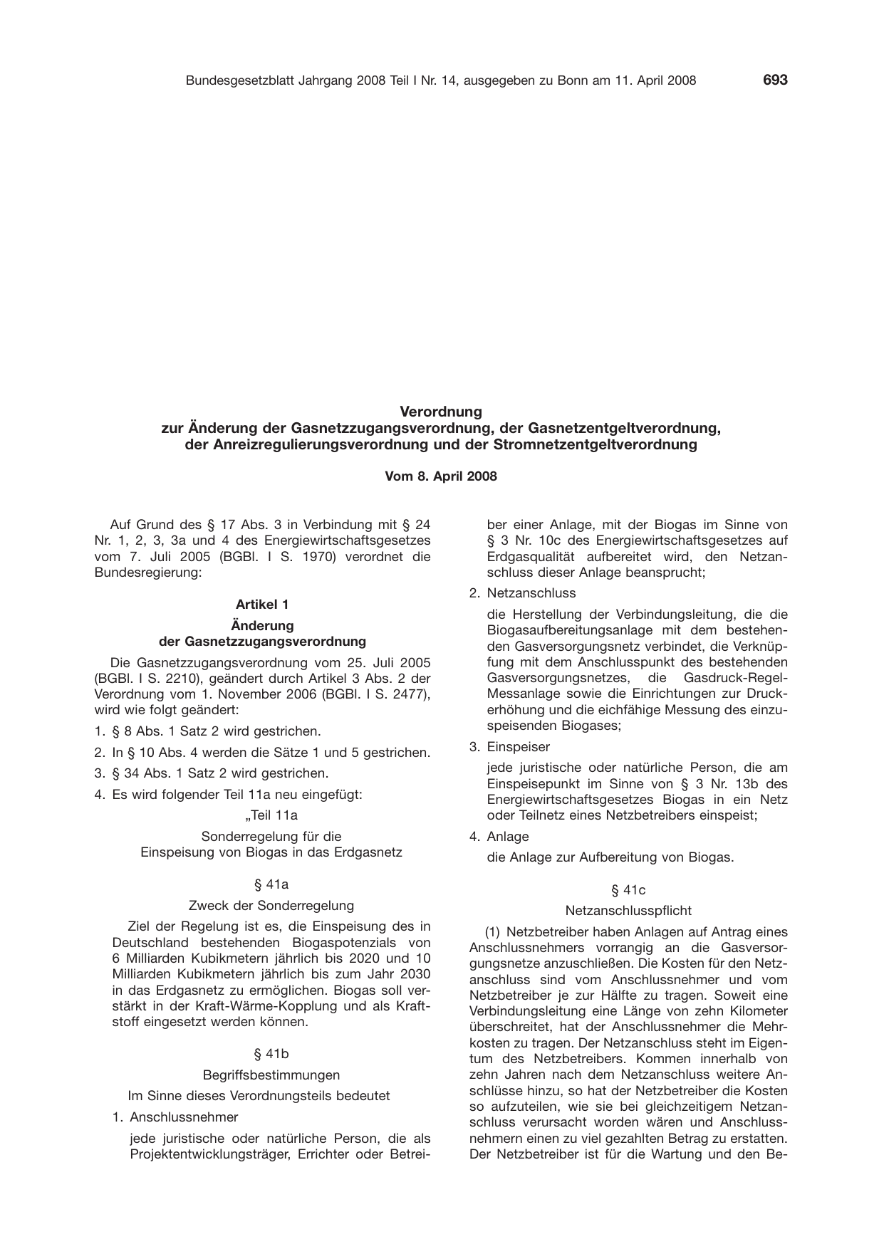 BGBl. 2008, Seite 693 — Originalseite als Abbildung