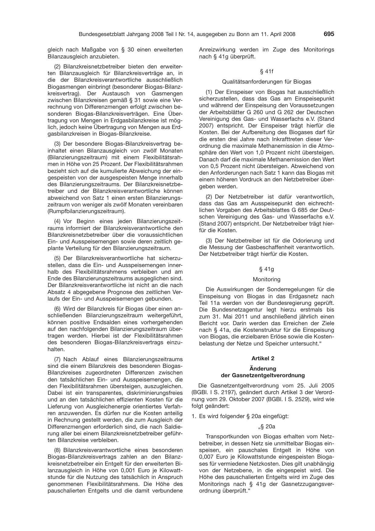 BGBl. 2008, Seite 695 — Originalseite als Abbildung