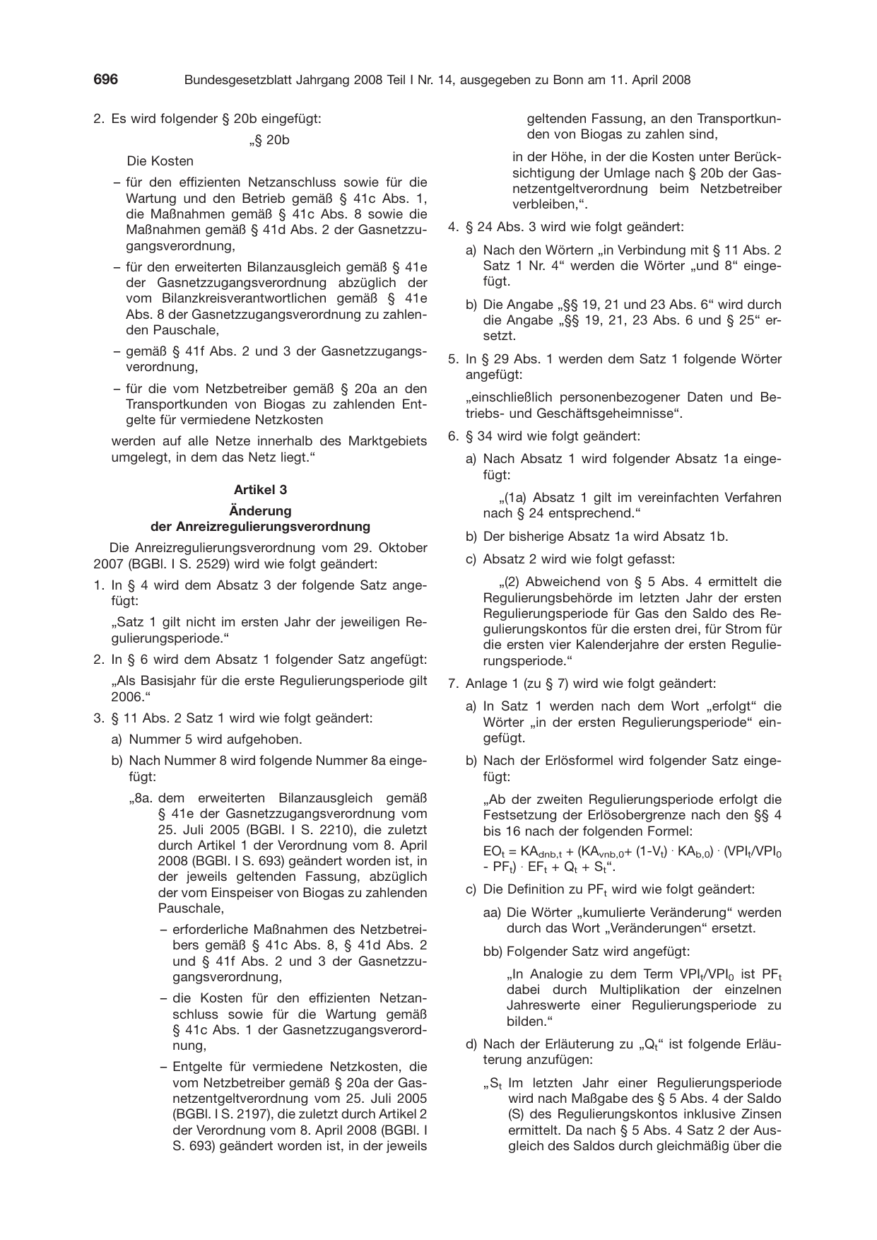 BGBl. 2008, Seite 696 — Originalseite als Abbildung