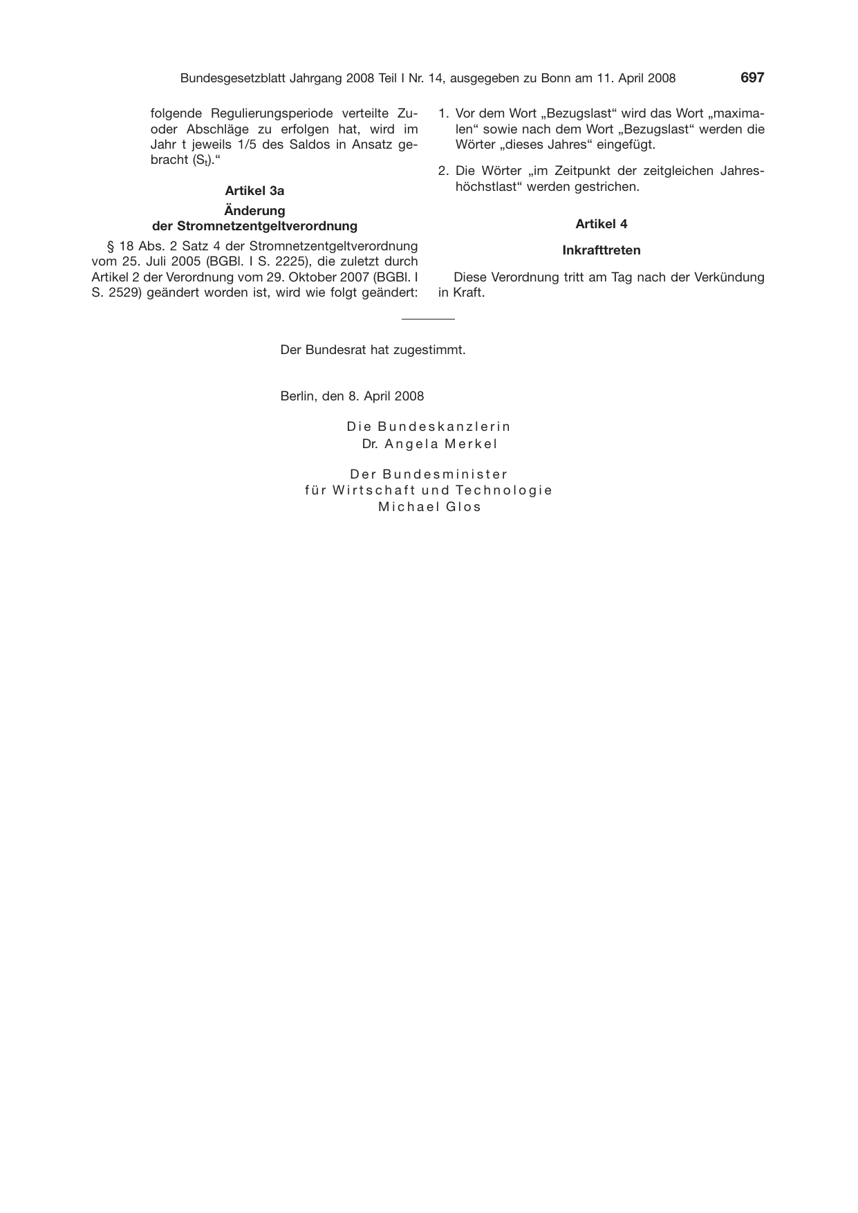 BGBl. 2008, Seite 697 — Originalseite als Abbildung