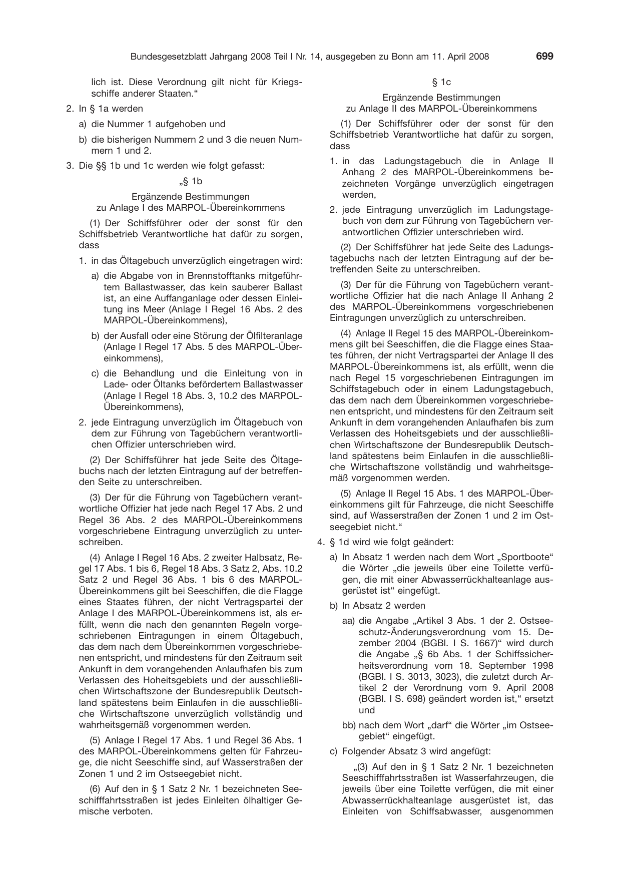 BGBl. 2008, Seite 699 — Originalseite als Abbildung