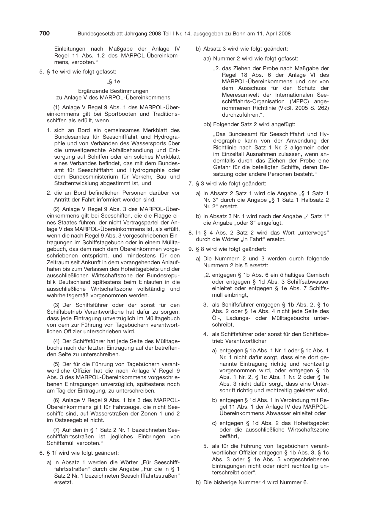 BGBl. 2008, Seite 700 — Originalseite als Abbildung