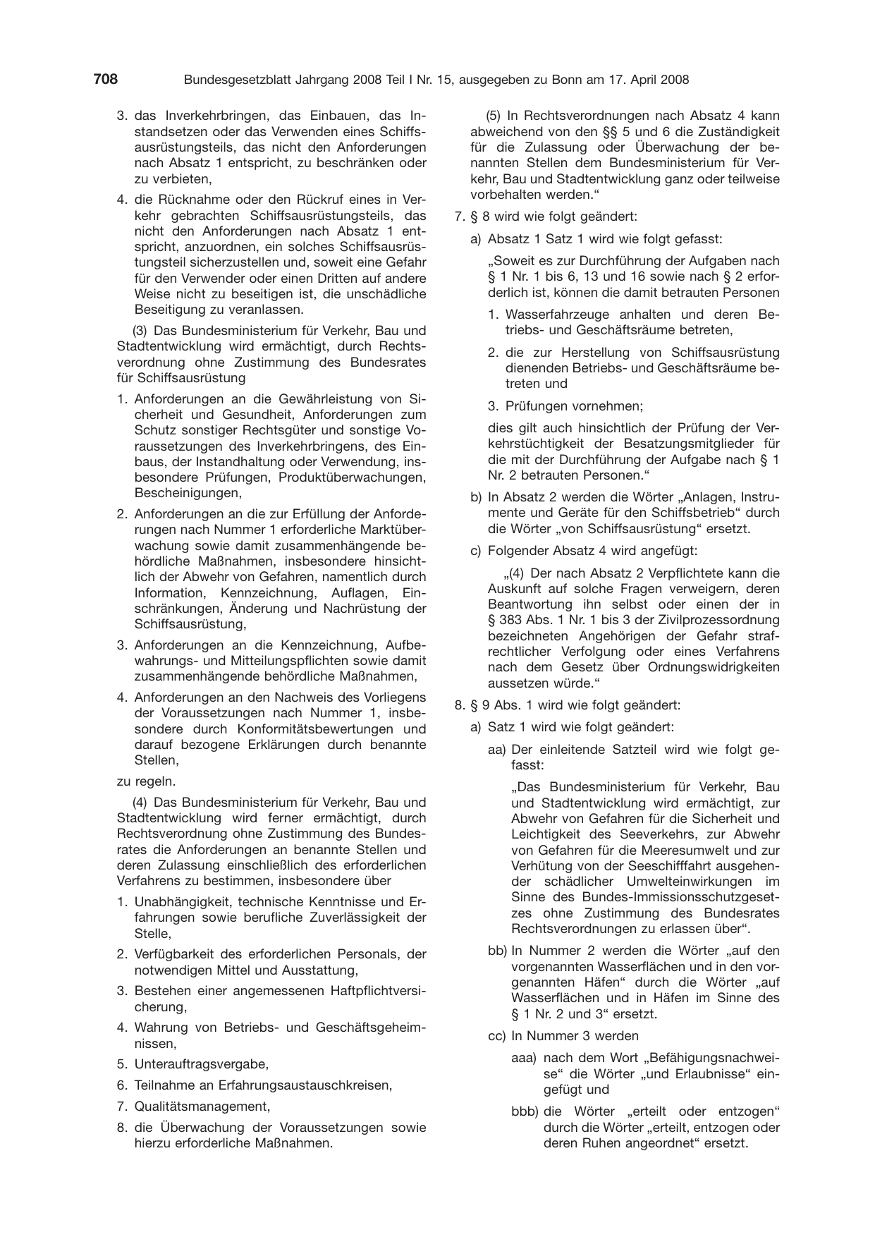 BGBl. 2008, Seite 708 — Originalseite als Abbildung