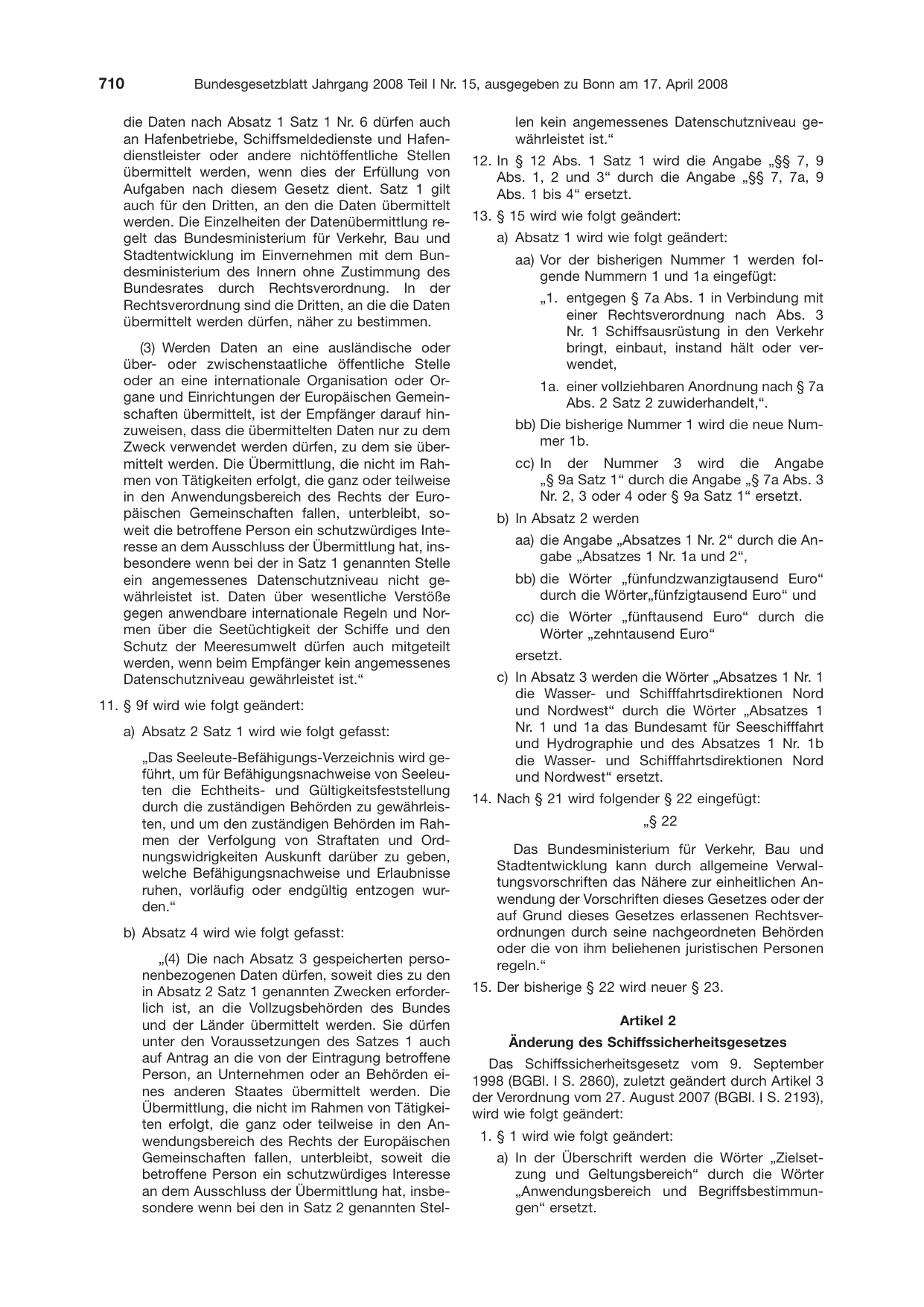 BGBl. 2008, Seite 710 — Originalseite als Abbildung