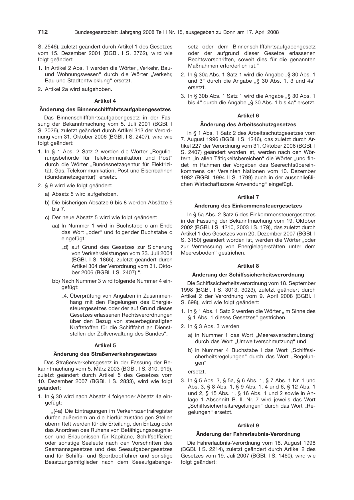 BGBl. 2008, Seite 712 — Originalseite als Abbildung