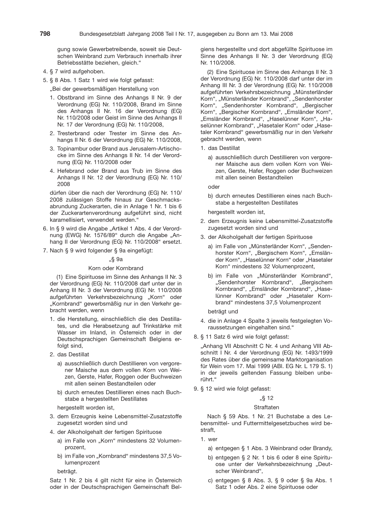 BGBl. 2008, Seite 798 — Originalseite als Abbildung