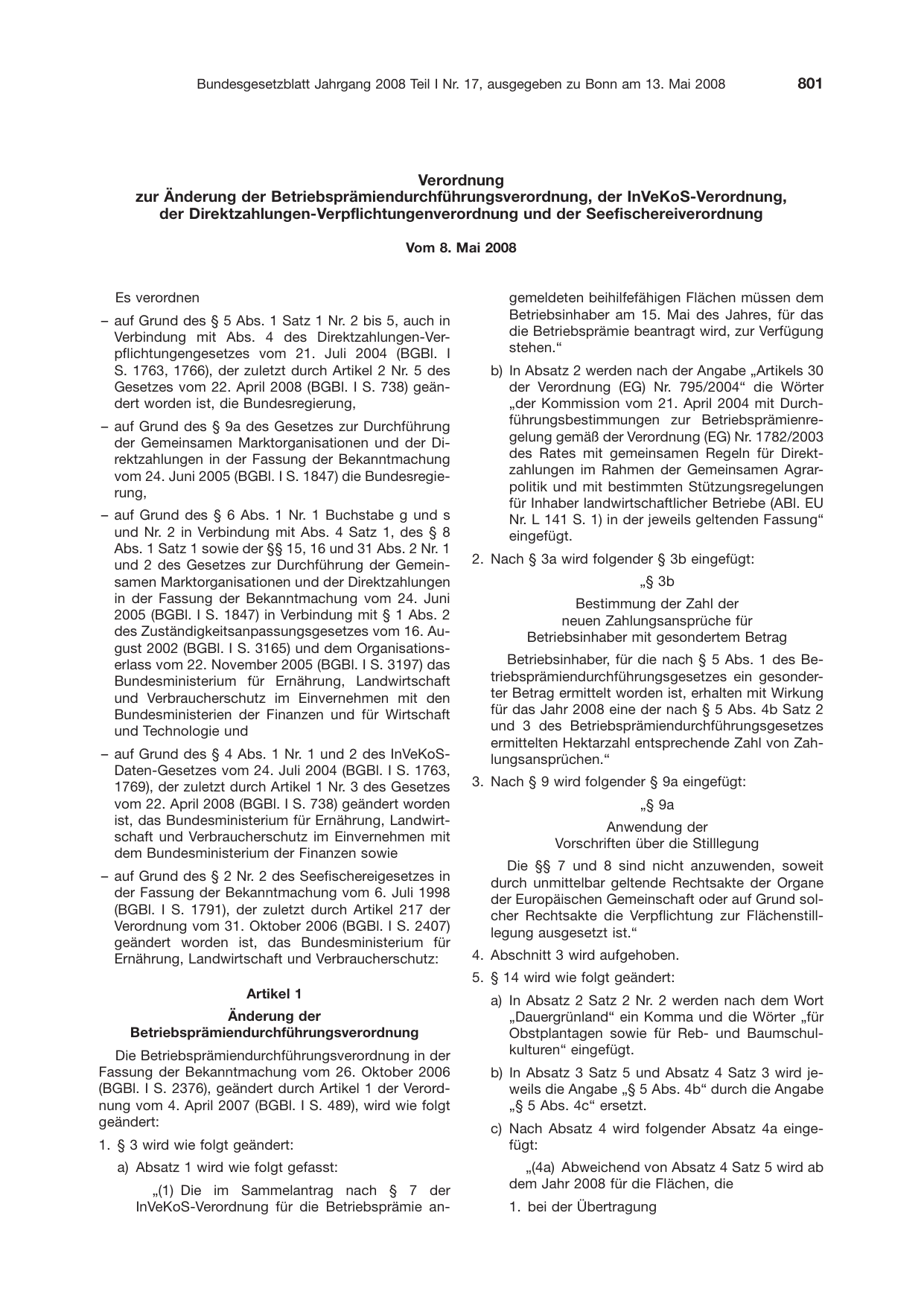BGBl. 2008, Seite 801 — Originalseite als Abbildung