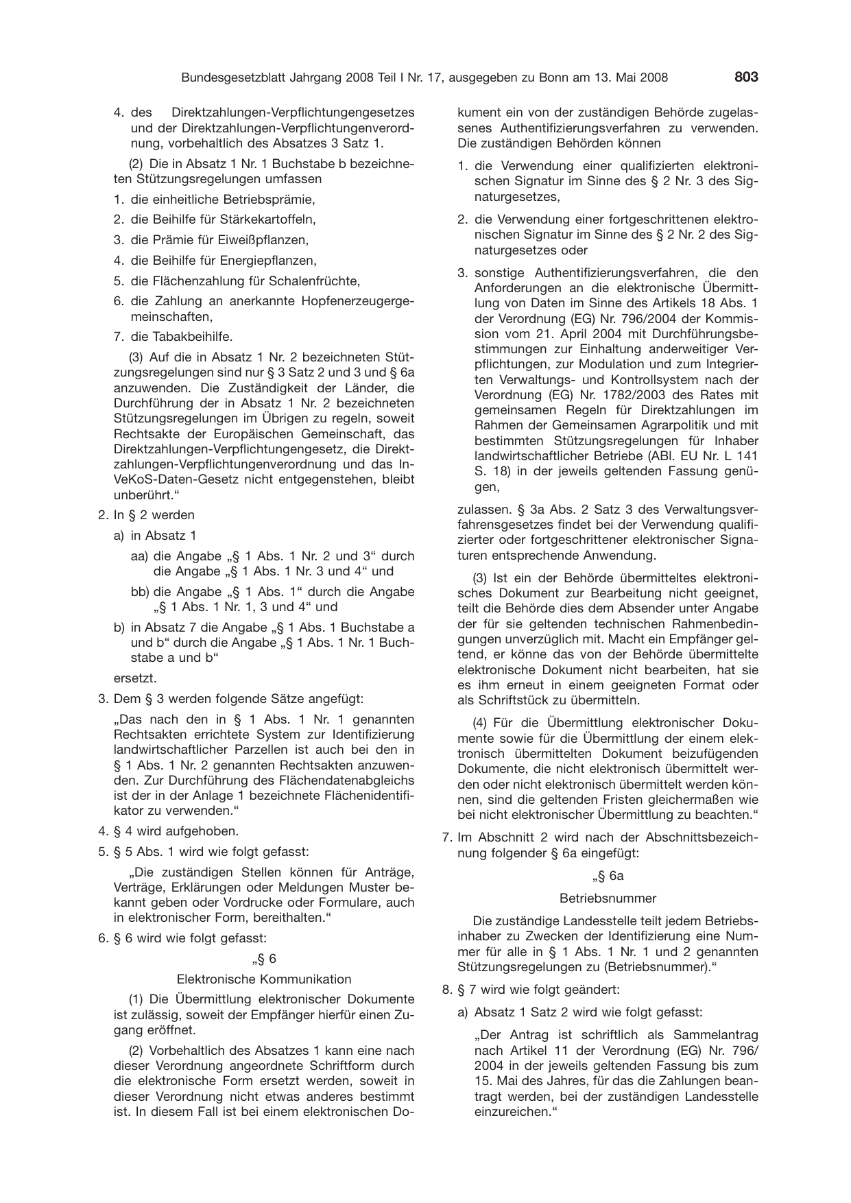 BGBl. 2008, Seite 803 — Originalseite als Abbildung