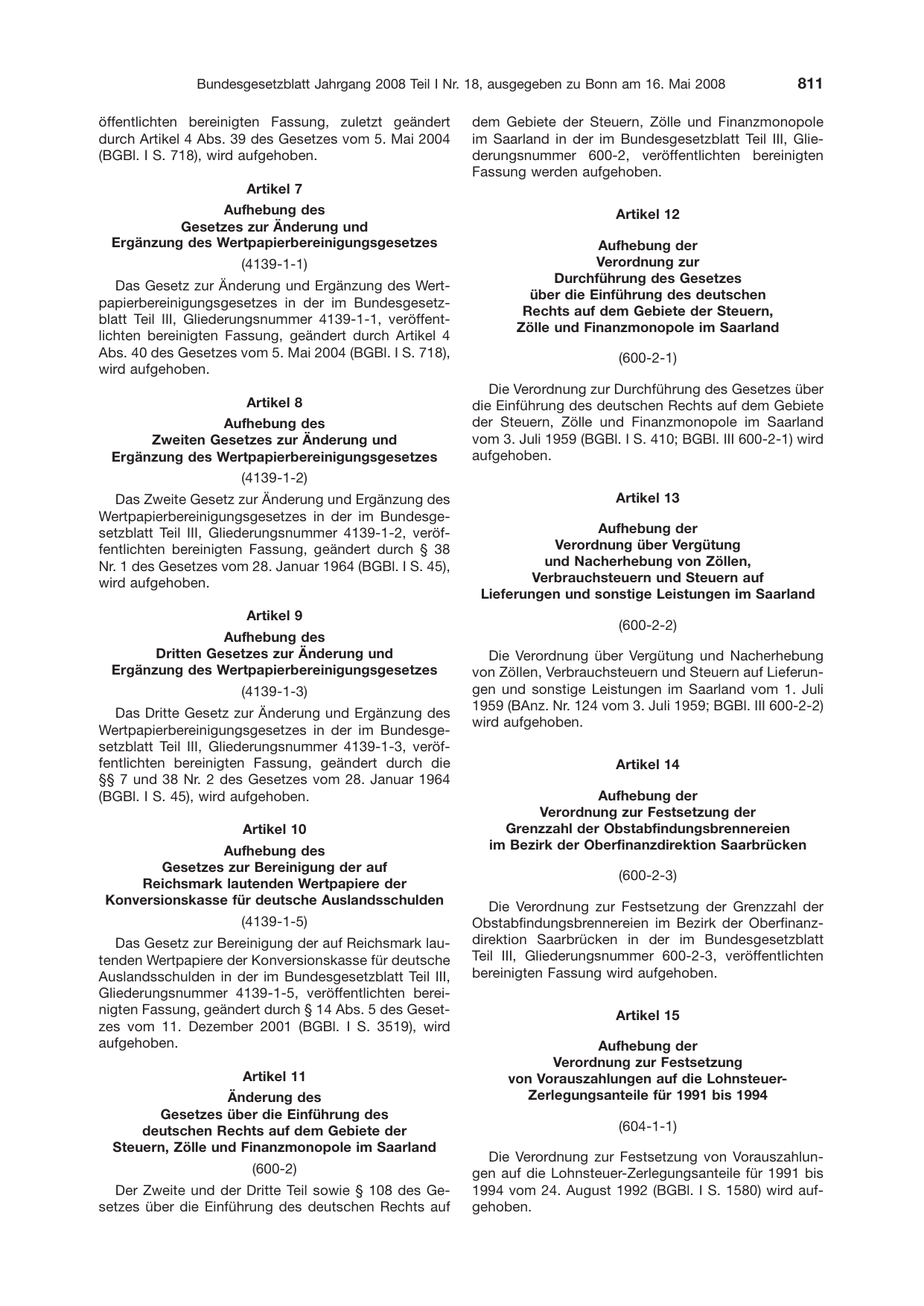 BGBl. 2008, Seite 811 — Originalseite als Abbildung
