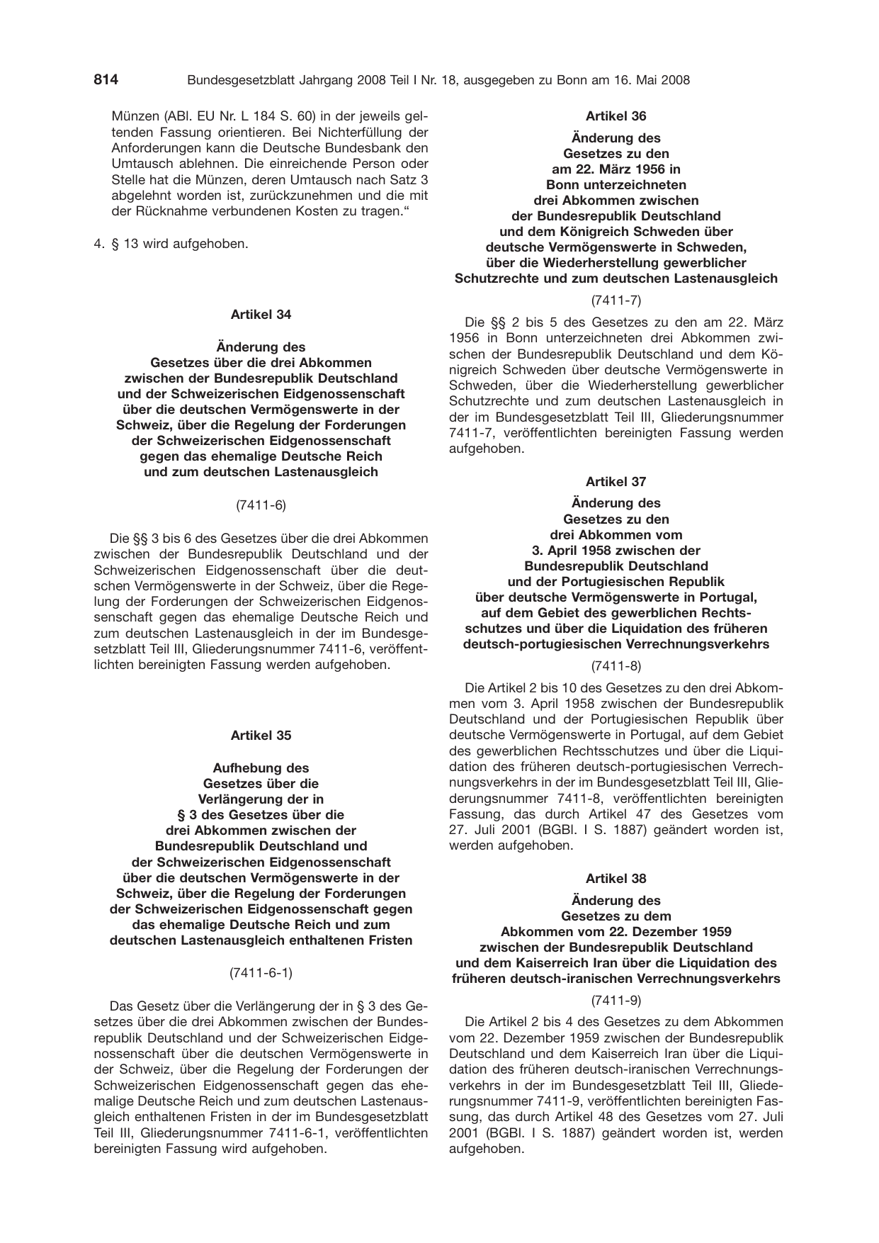 BGBl. 2008, Seite 814 — Originalseite als Abbildung