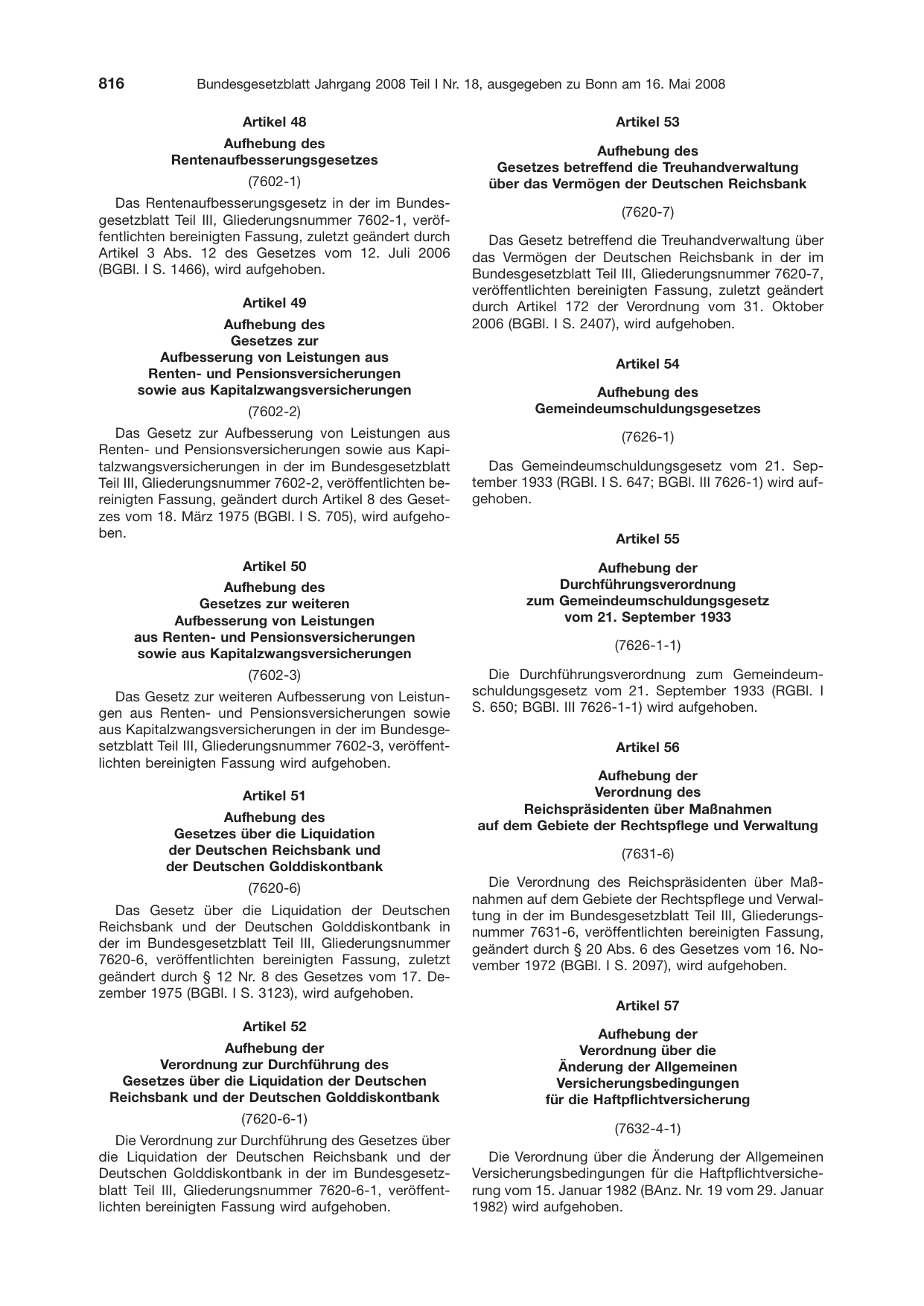 BGBl. 2008, Seite 816 — Originalseite als Abbildung