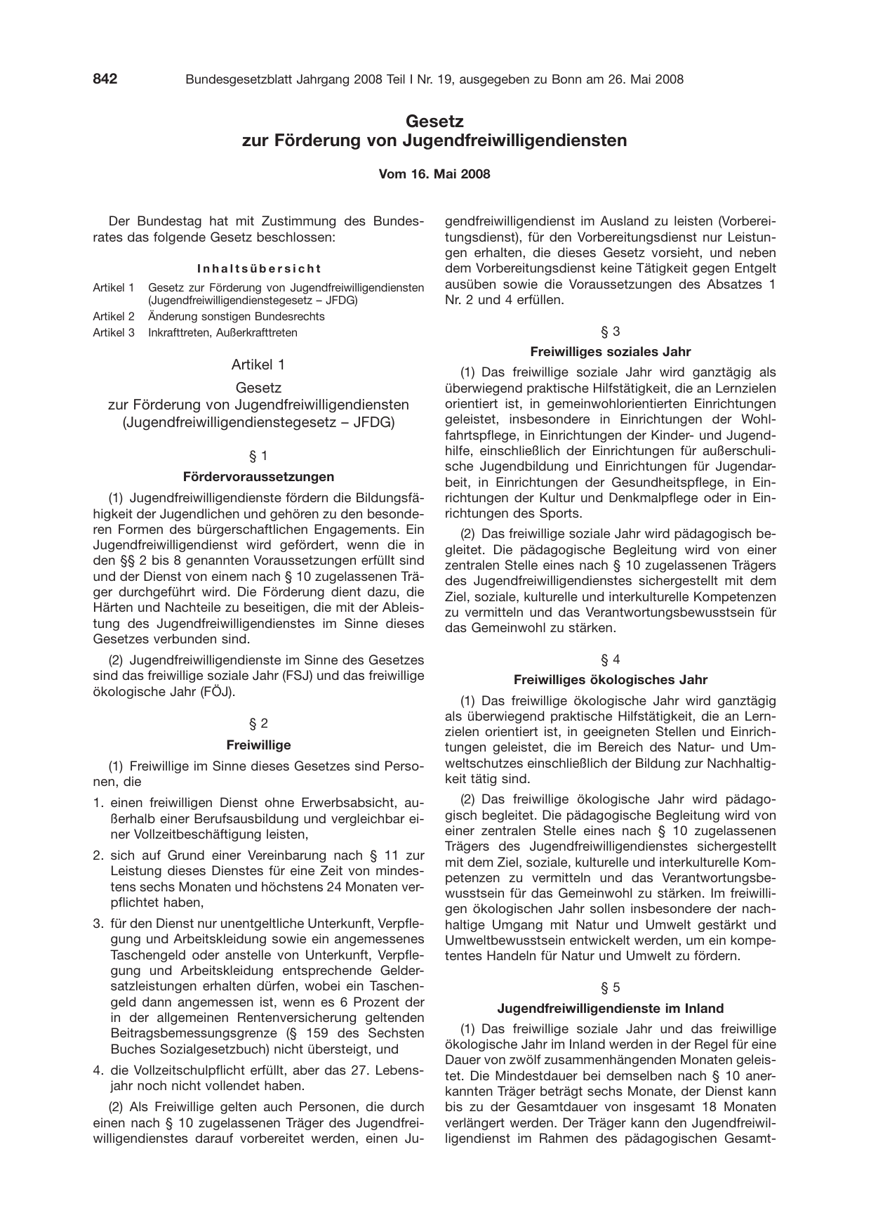 BGBl. 2008, Seite 842 — Originalseite als Abbildung