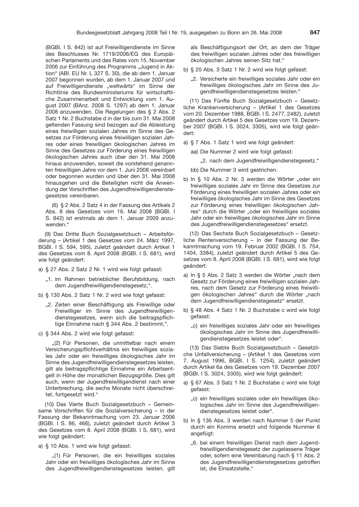 BGBl. 2008, Seite 847 — Originalseite als Abbildung