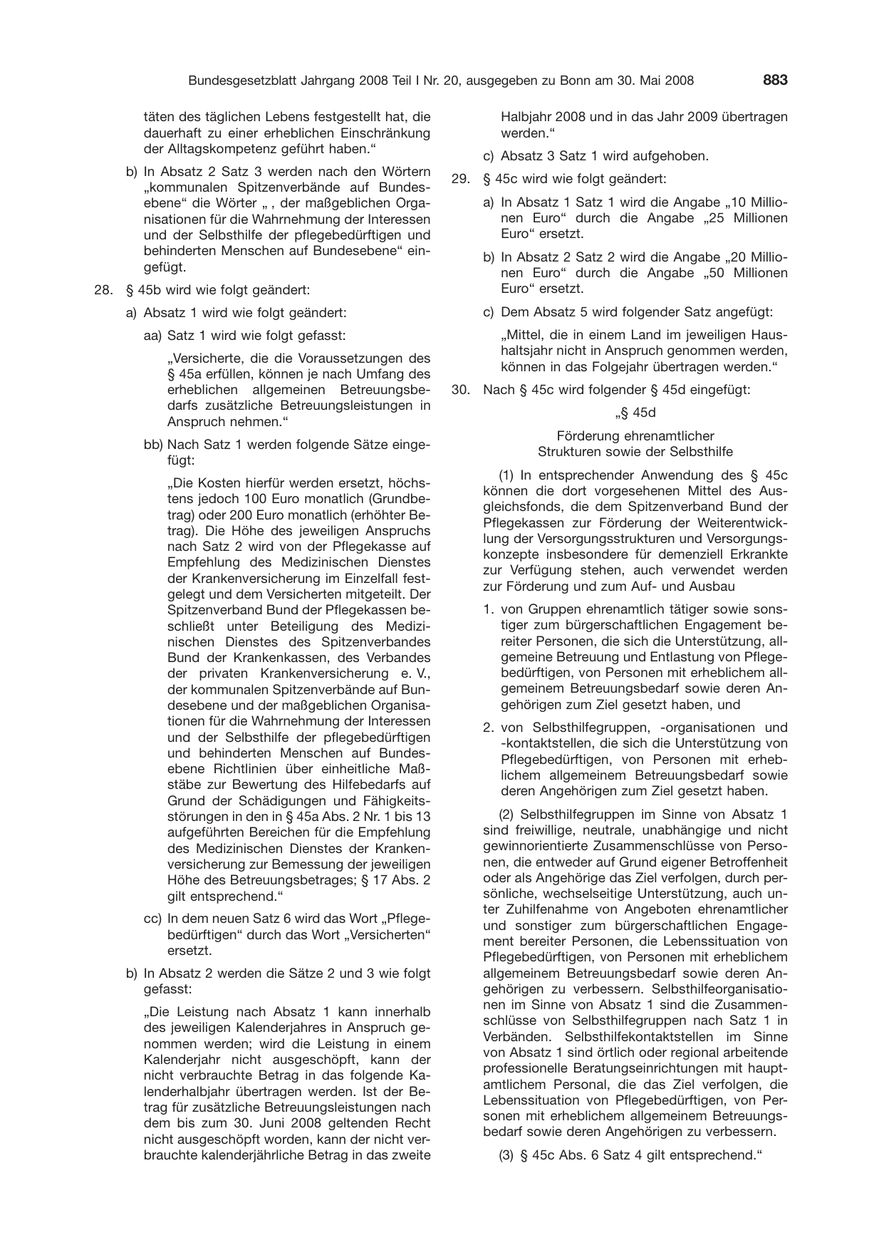 BGBl. 2008, Seite 883 — Originalseite als Abbildung