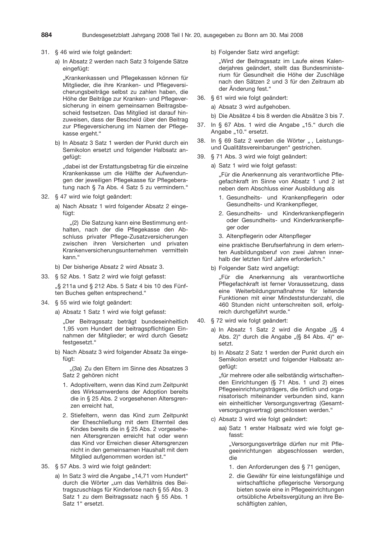 BGBl. 2008, Seite 884 — Originalseite als Abbildung