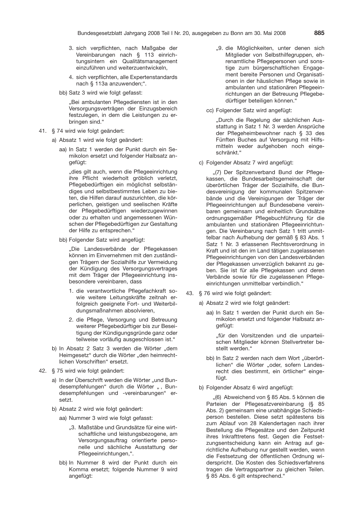 BGBl. 2008, Seite 885 — Originalseite als Abbildung