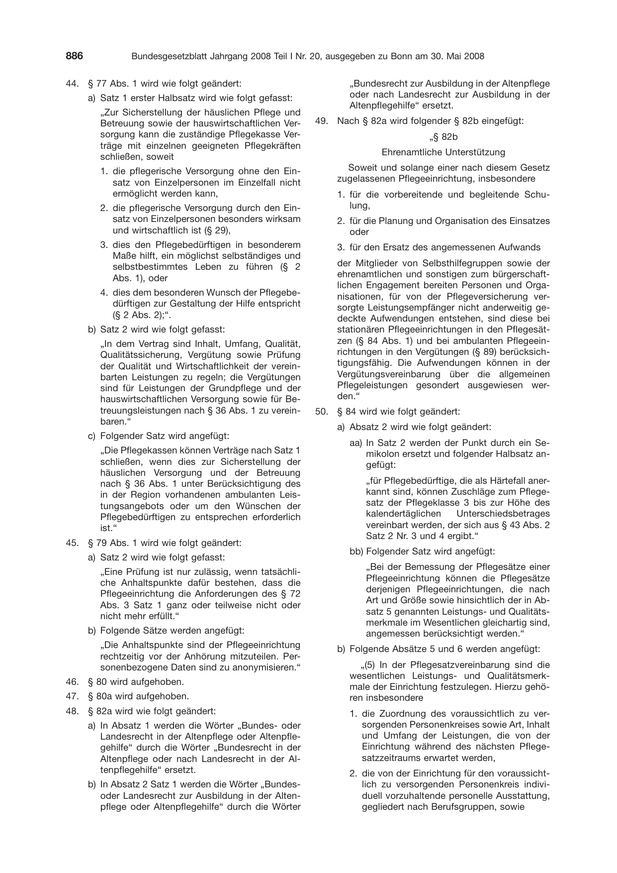 BGBl. 2008, Seite 886 — Originalseite als Abbildung