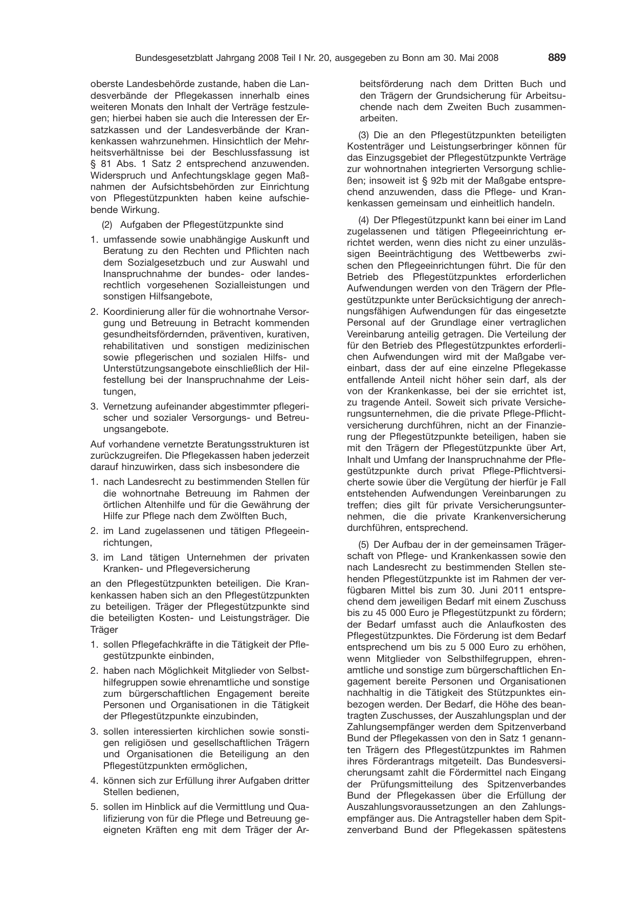BGBl. 2008, Seite 889 — Originalseite als Abbildung