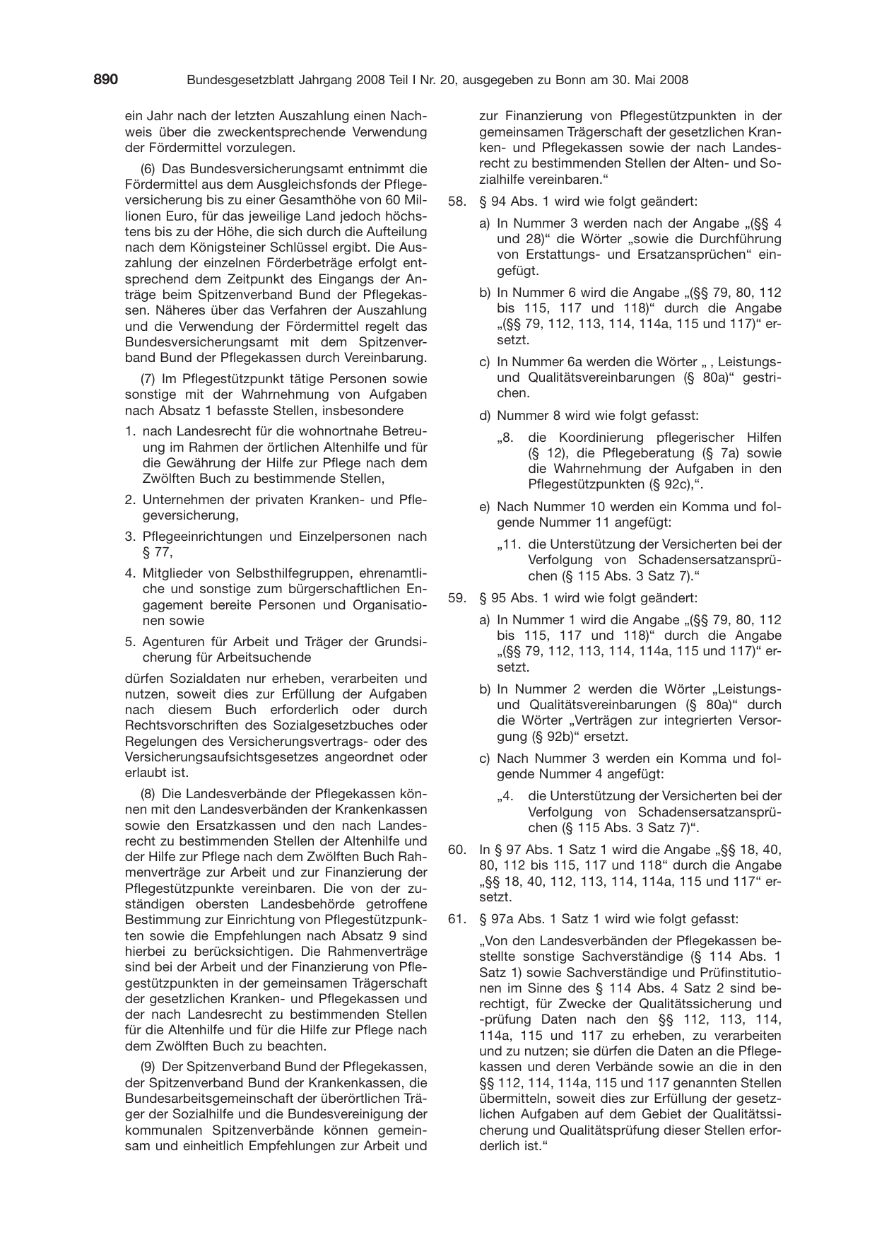 BGBl. 2008, Seite 890 — Originalseite als Abbildung