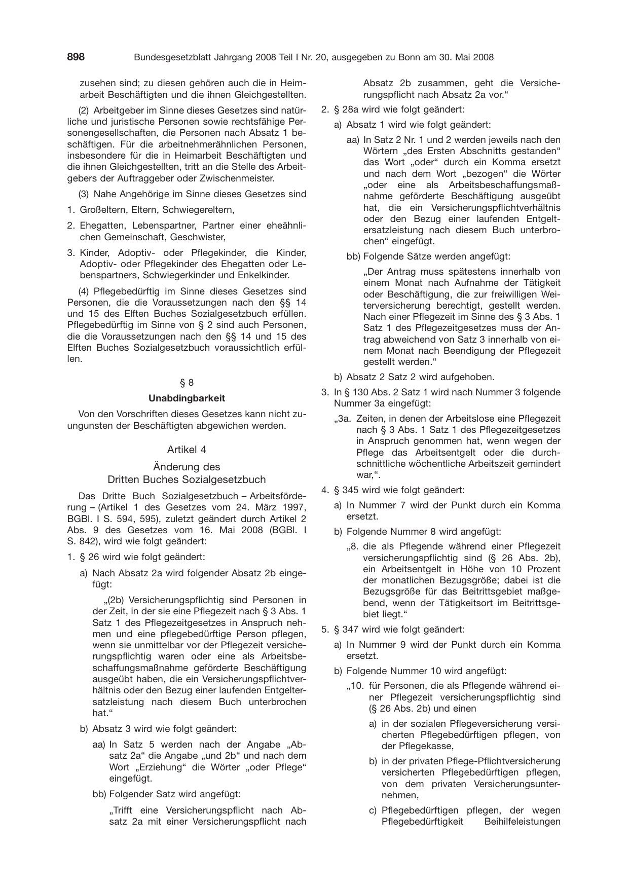 BGBl. 2008, Seite 898 — Originalseite als Abbildung