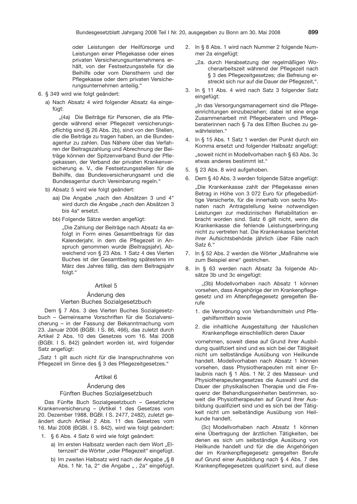 BGBl. 2008, Seite 899 — Originalseite als Abbildung