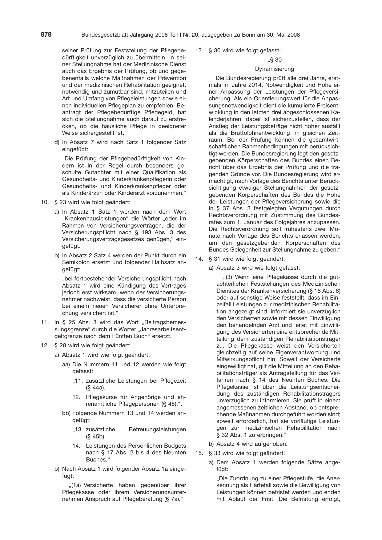 BGBl. 2008, Seite 878 — Originalseite als Abbildung