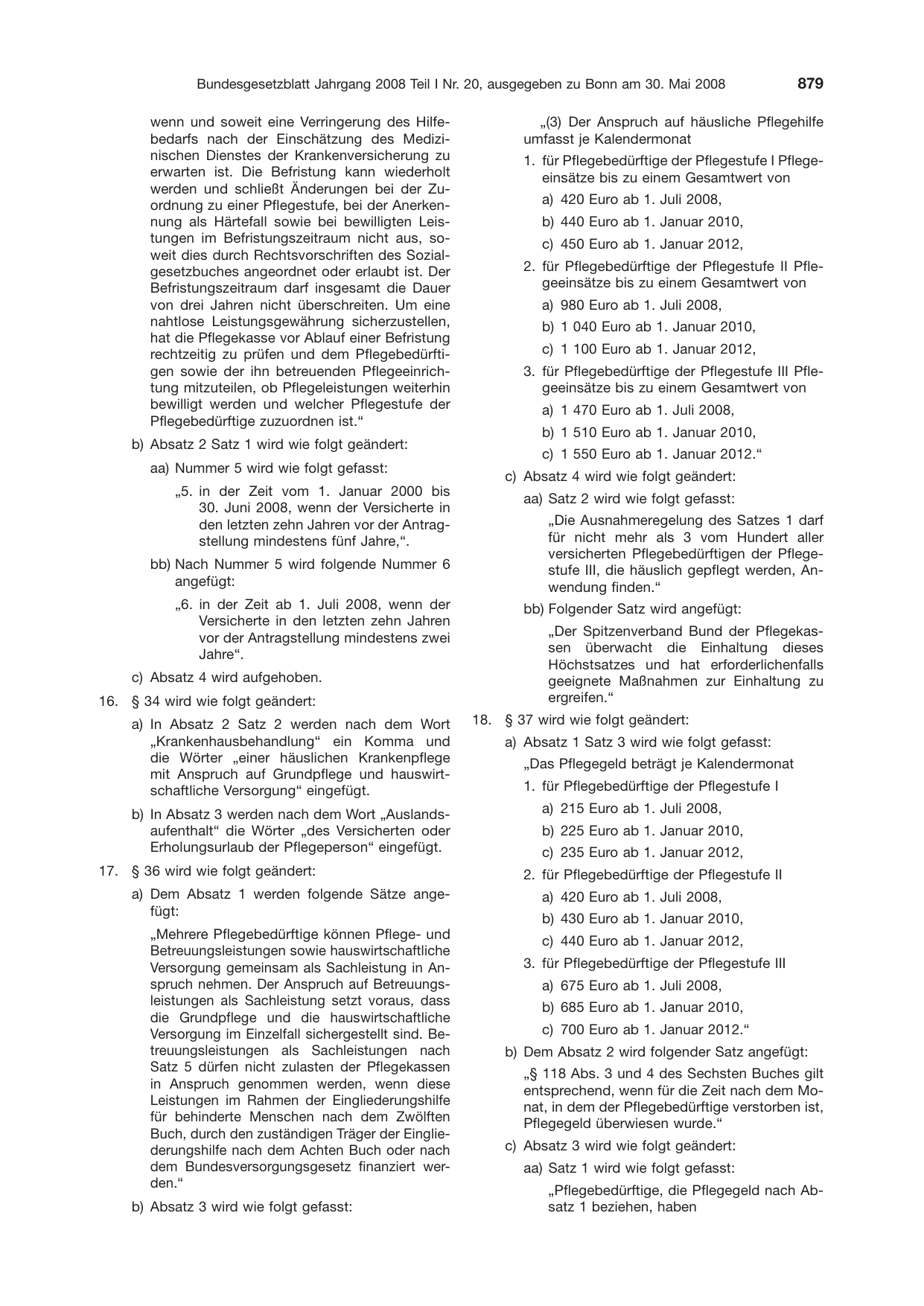 BGBl. 2008, Seite 879 — Originalseite als Abbildung