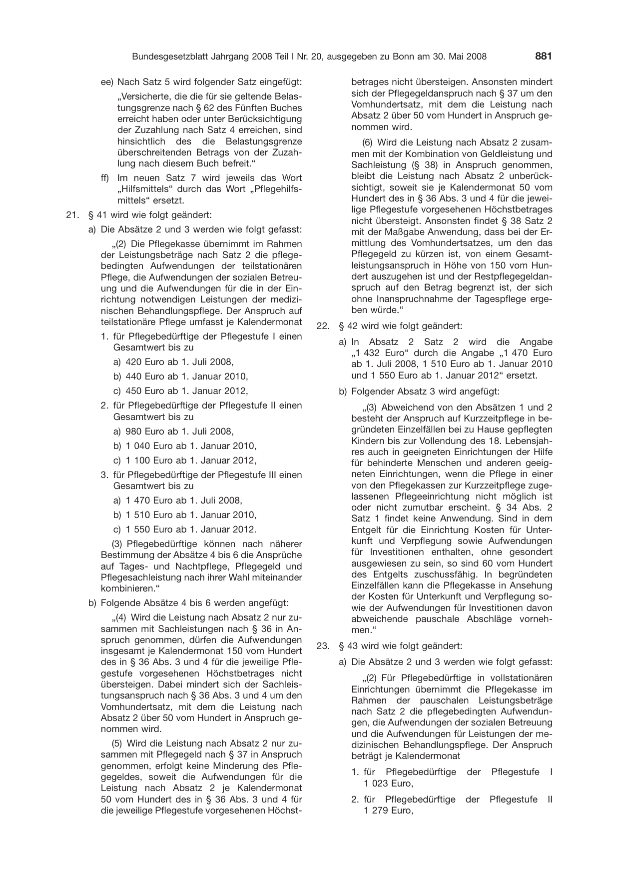 BGBl. 2008, Seite 881 — Originalseite als Abbildung