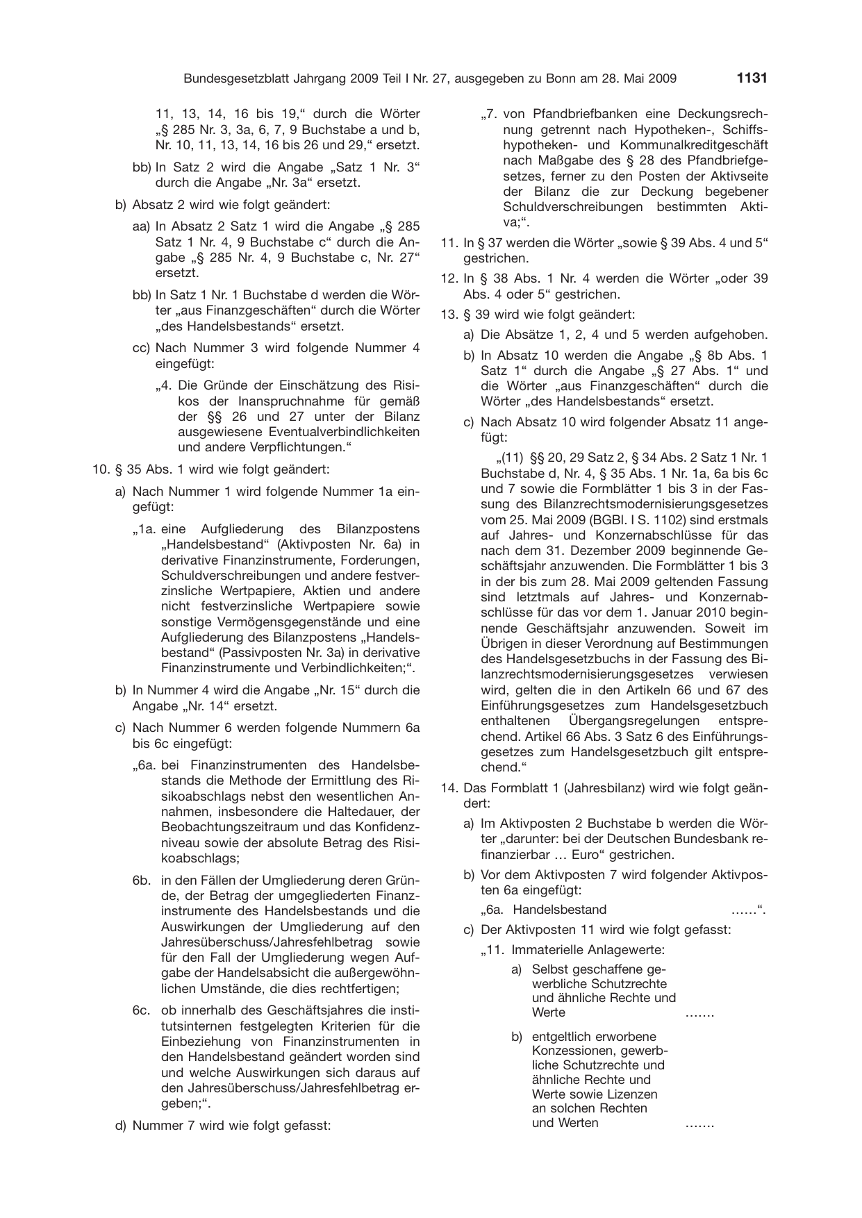 BGBl. 2009, Seite 1131 — Originalseite als Abbildung