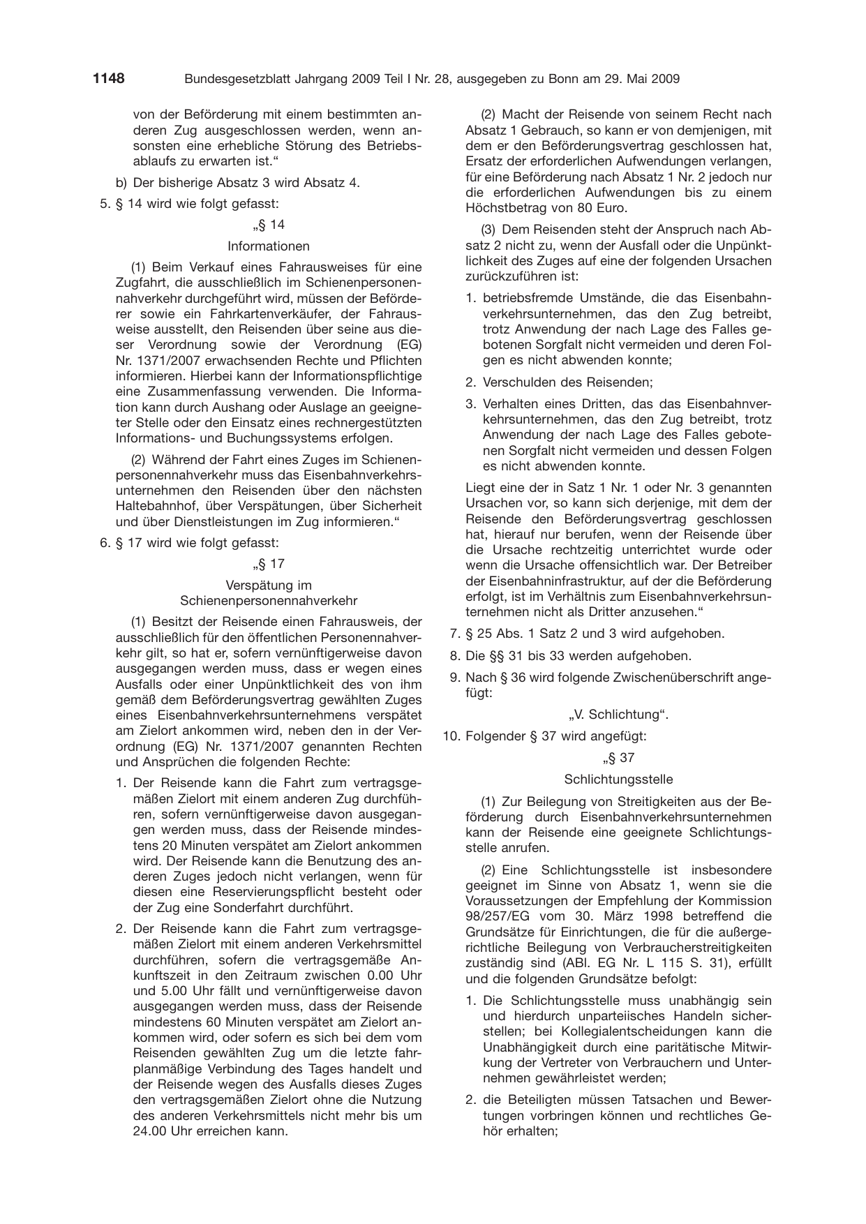 BGBl. 2009, Seite 1148 — Originalseite als Abbildung