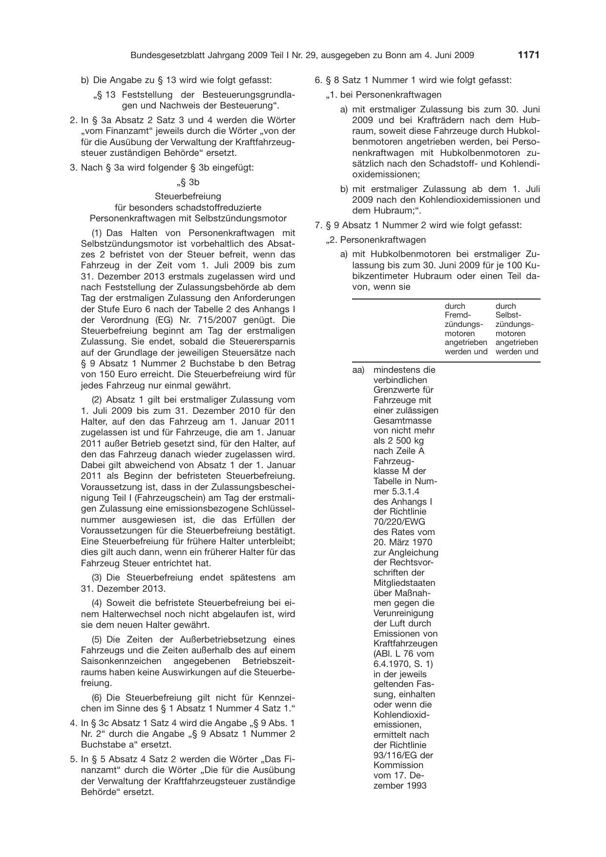 BGBl. 2009, Seite 1171 — Originalseite als Abbildung