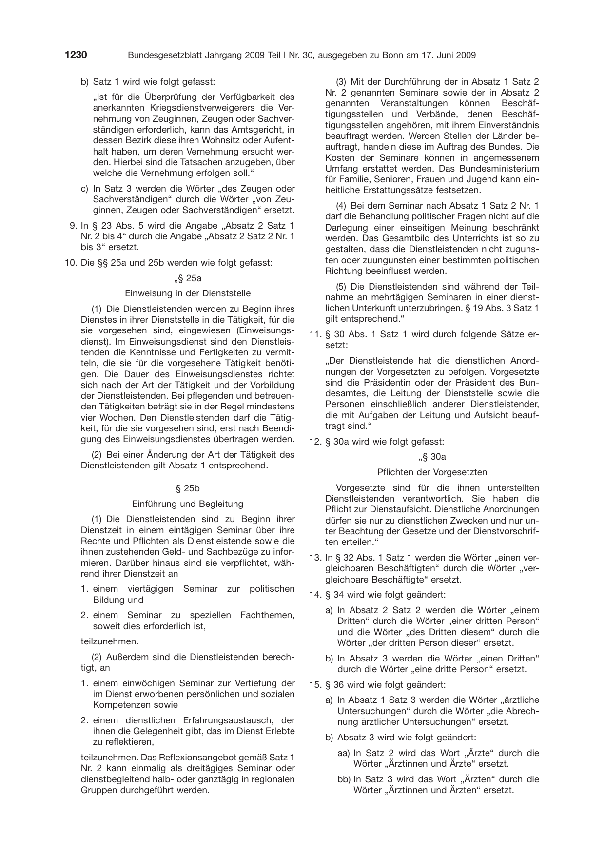 BGBl. 2009, Seite 1230 — Originalseite als Abbildung
