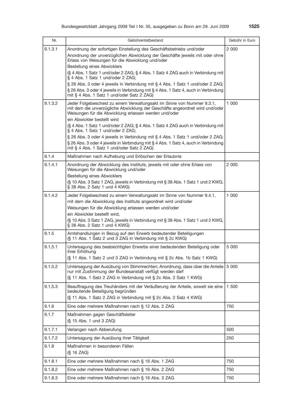 BGBl. 2009, Seite 1525 — Originalseite als Abbildung