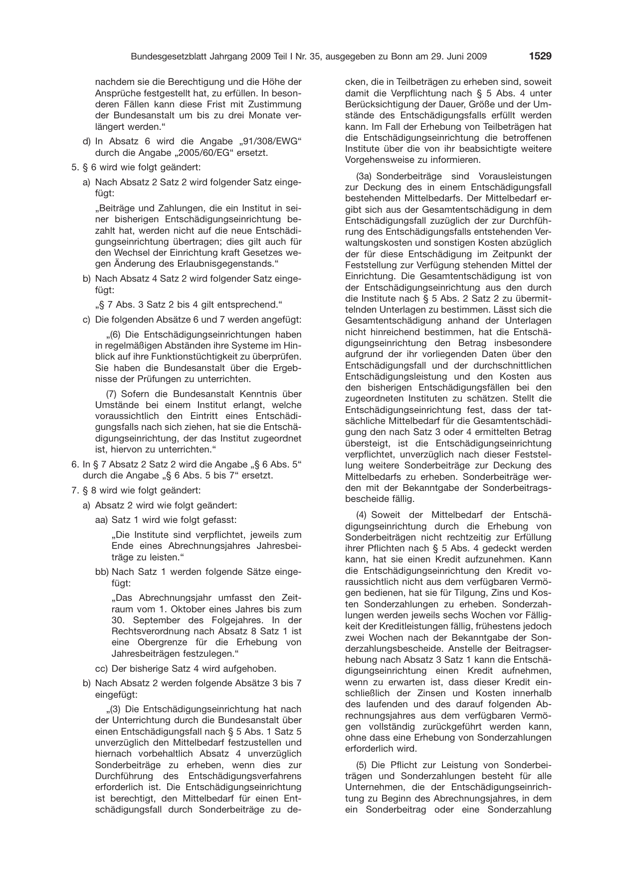 BGBl. 2009, Seite 1529 — Originalseite als Abbildung