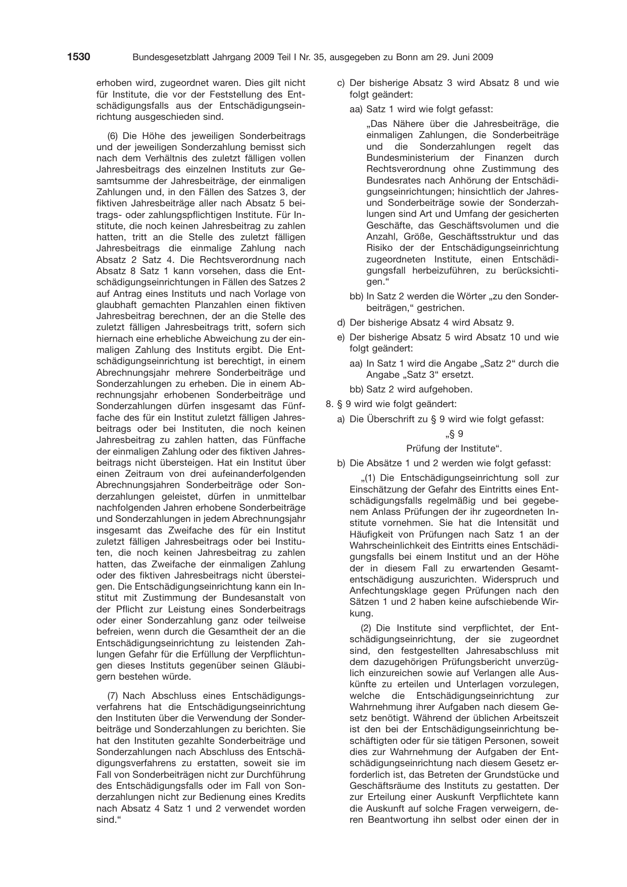 BGBl. 2009, Seite 1530 — Originalseite als Abbildung