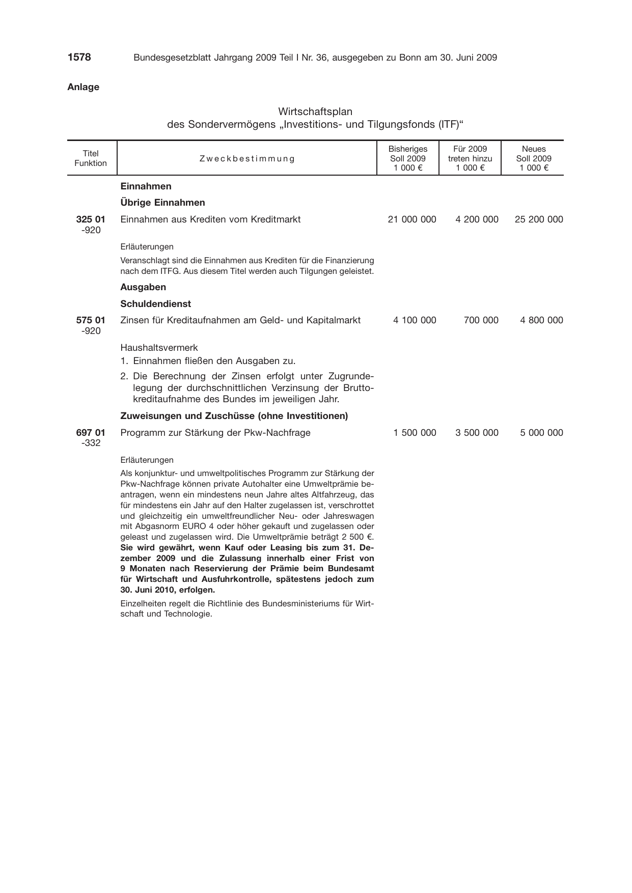 BGBl. 2009, Seite 1578 — Originalseite als Abbildung