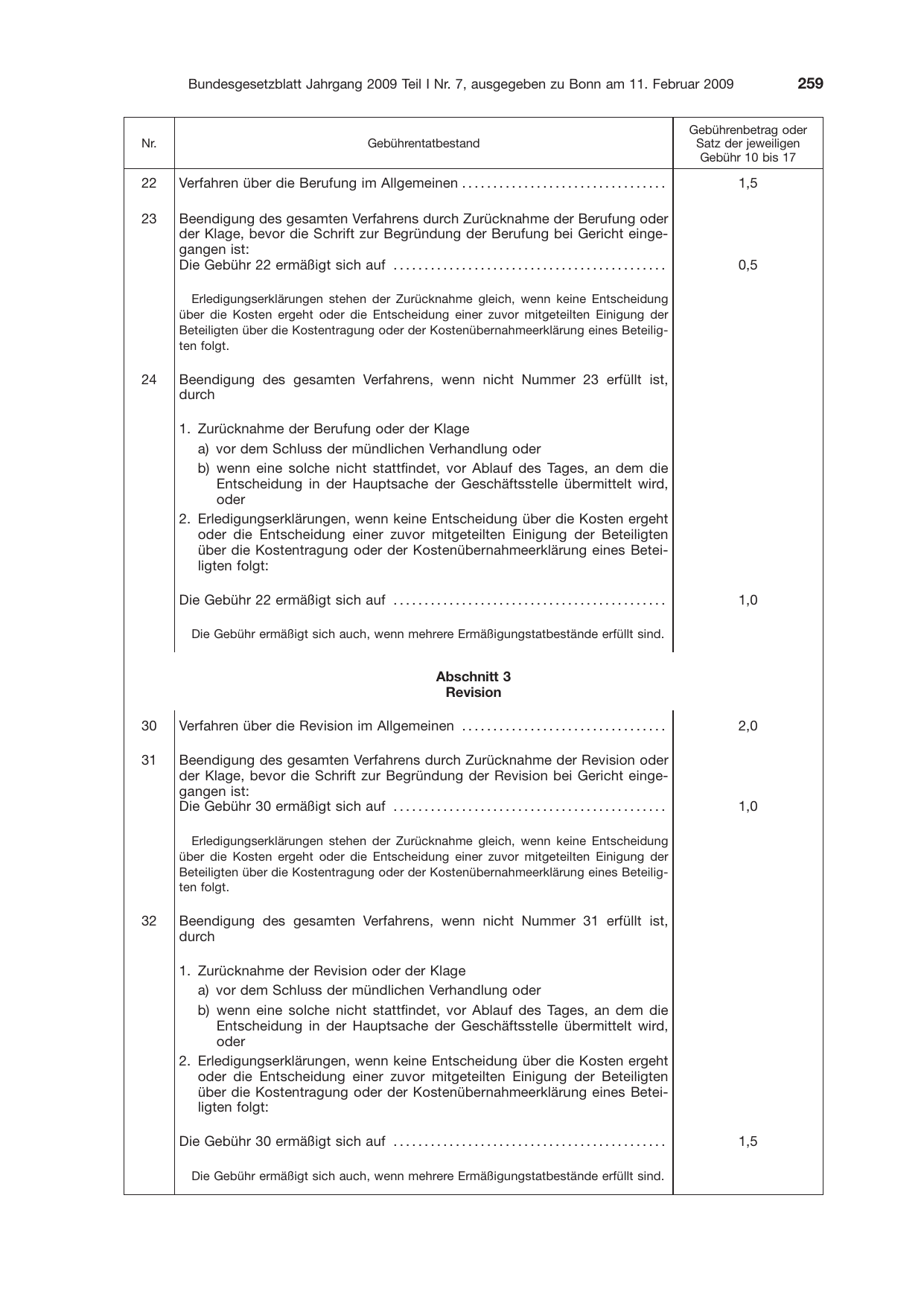 BGBl. 2009, Seite 259 — Originalseite als Abbildung