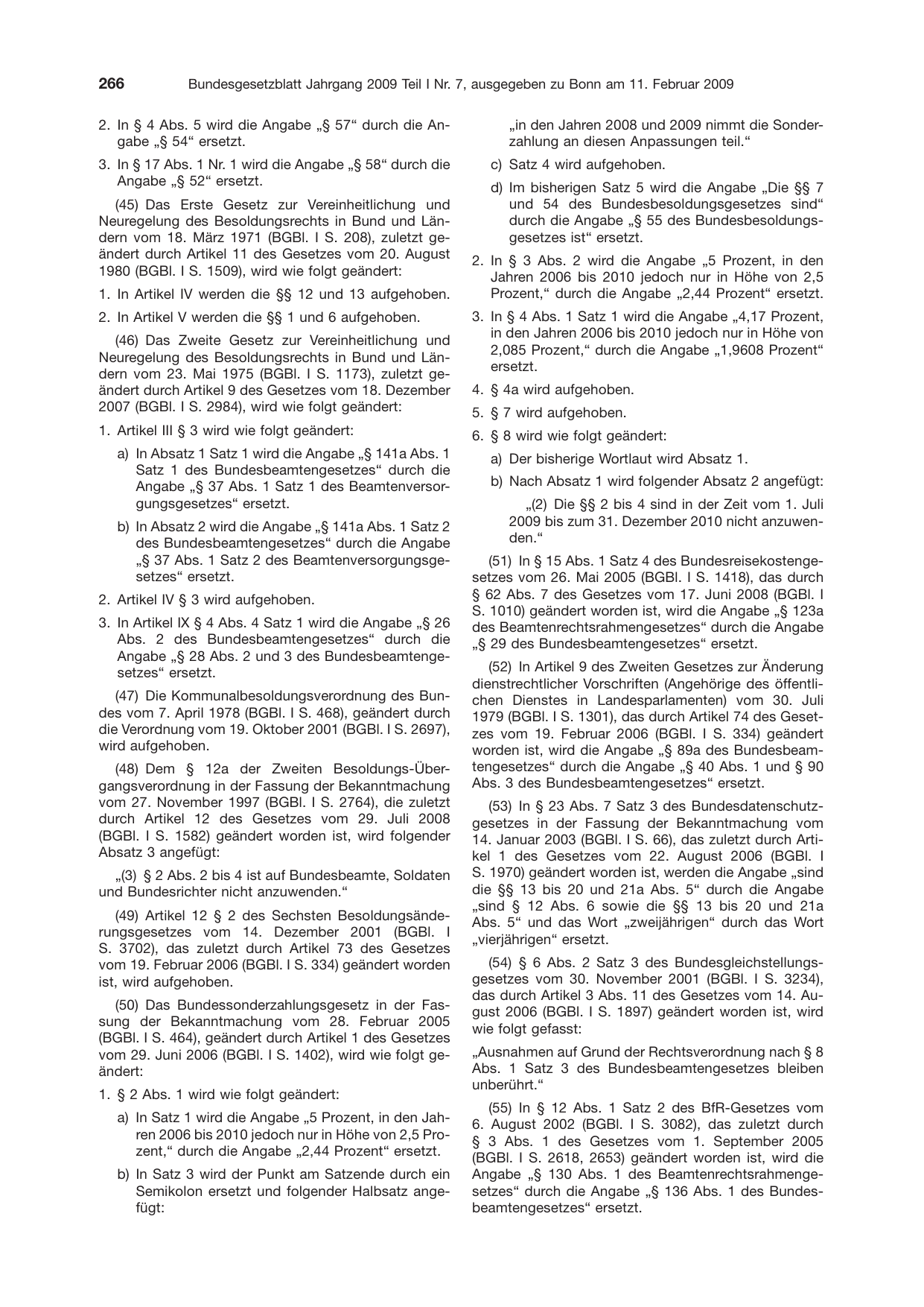 BGBl. 2009, Seite 266 — Originalseite als Abbildung