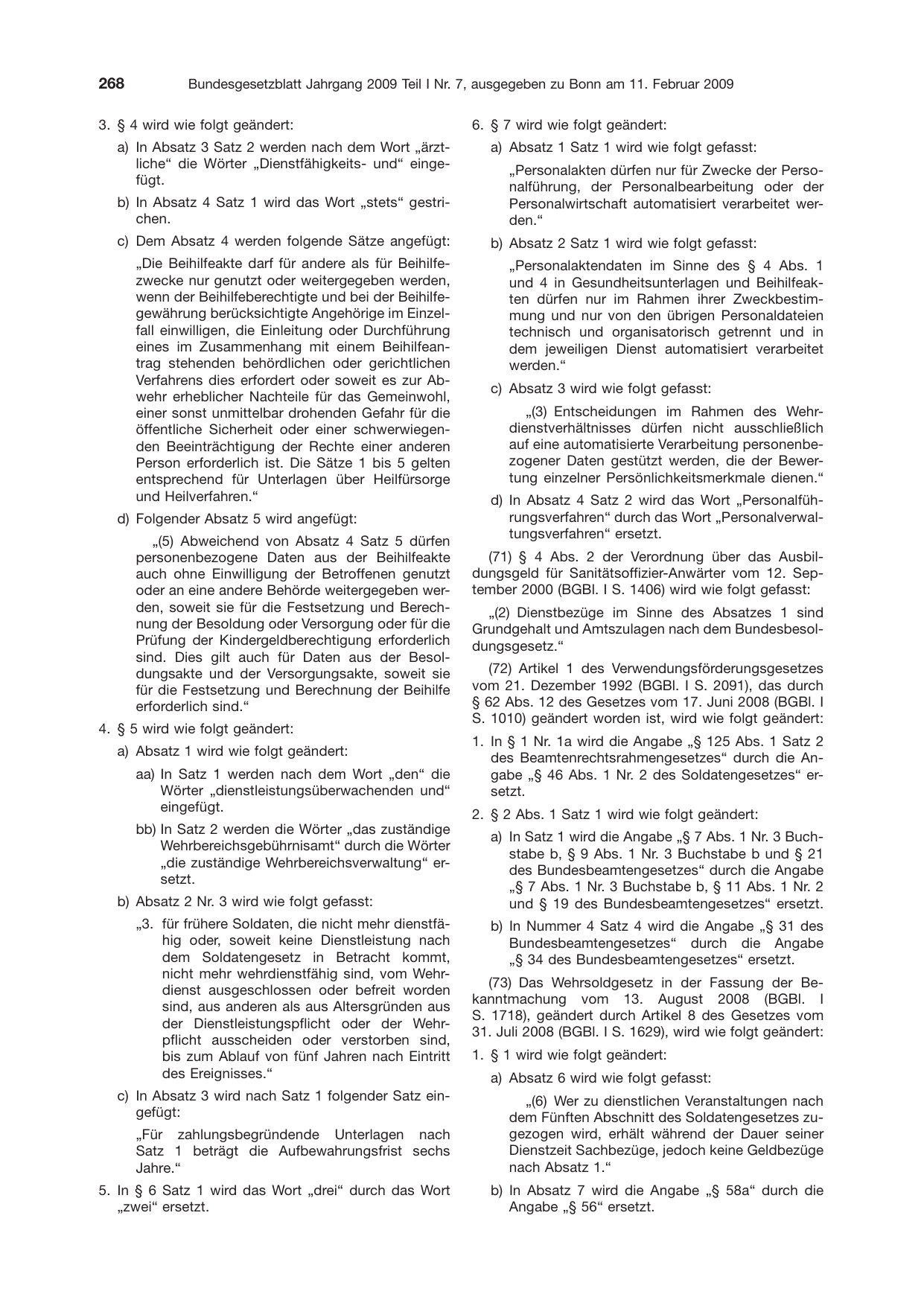 BGBl. 2009, Seite 268 — Originalseite als Abbildung