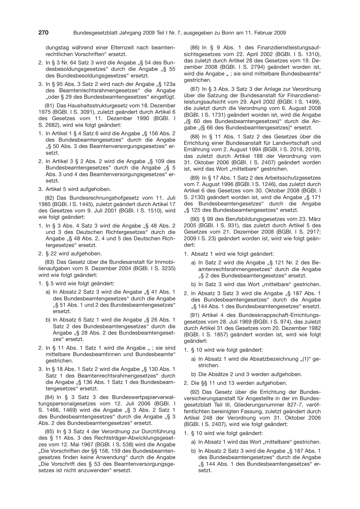 BGBl. 2009, Seite 270 — Originalseite als Abbildung
