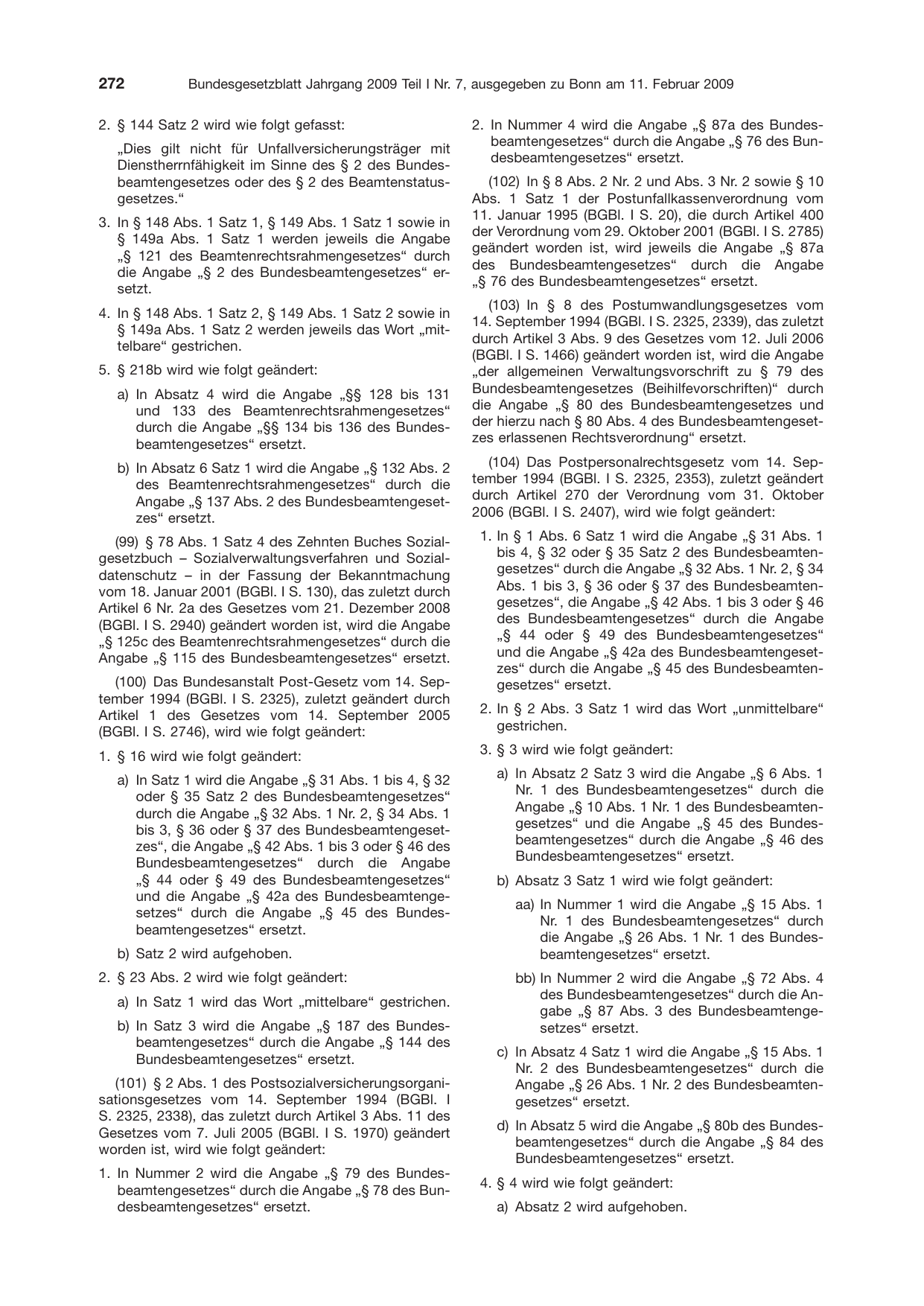 BGBl. 2009, Seite 272 — Originalseite als Abbildung