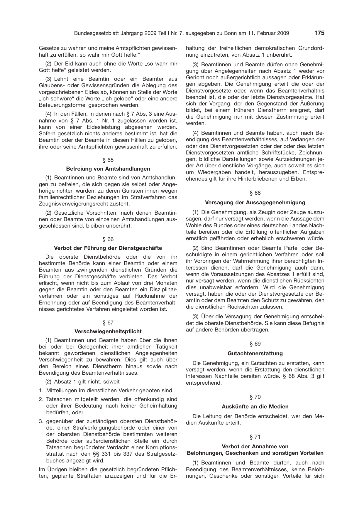 BGBl. 2009, Seite 175 — Originalseite als Abbildung