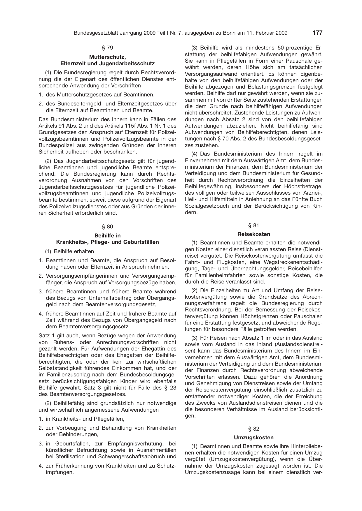 BGBl. 2009, Seite 177 — Originalseite als Abbildung