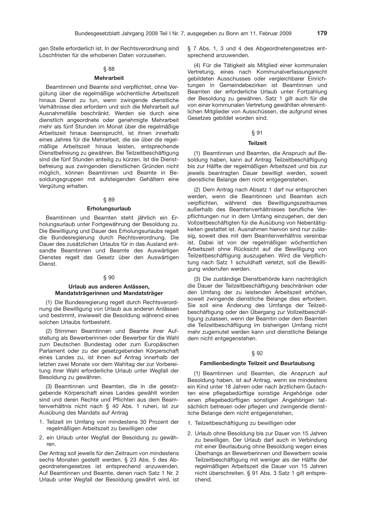 BGBl. 2009, Seite 179 — Originalseite als Abbildung